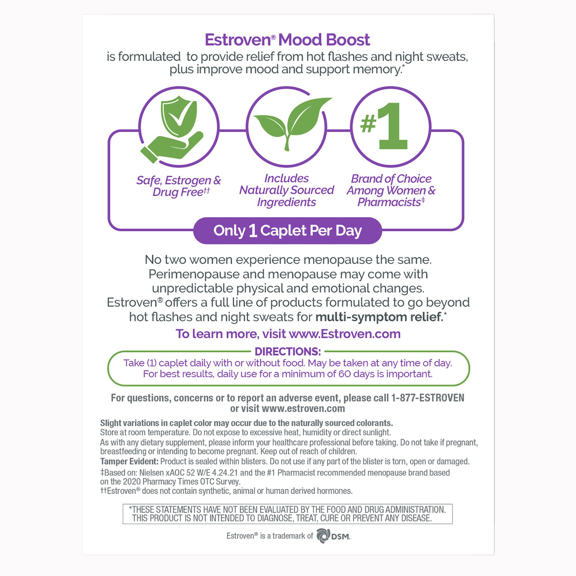 i-Health Inc 092961013335 - Estroven® Once Daily Menopause Relief Mood Boost Caplets - 1/Box, 12/Case