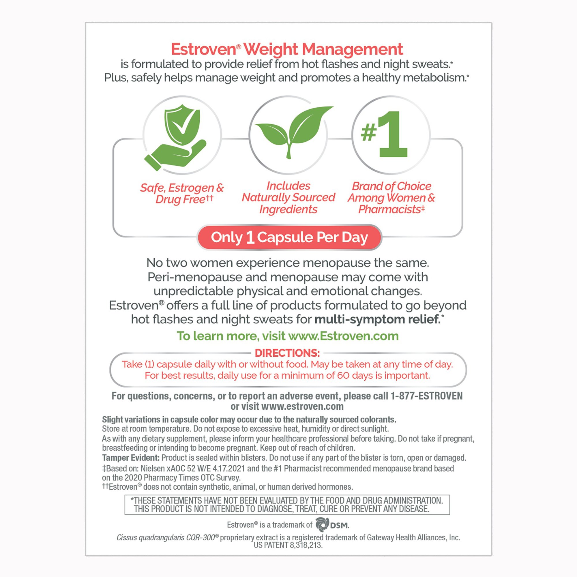 i-Health Inc 092961040225 - Estroven® Once Daily Menopause Relief Weight Management Capsules - 1/Box, 12/Case