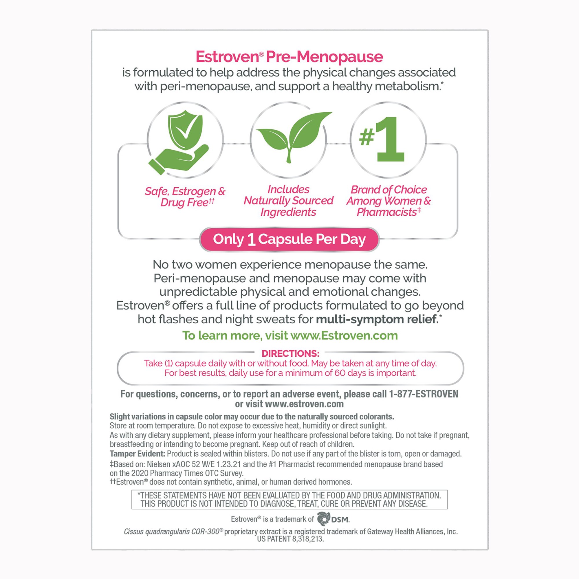 i-Health Inc 092961040232 - Estroven® Menopause Relief Pre-Menopause - 1/Box, 12/Case