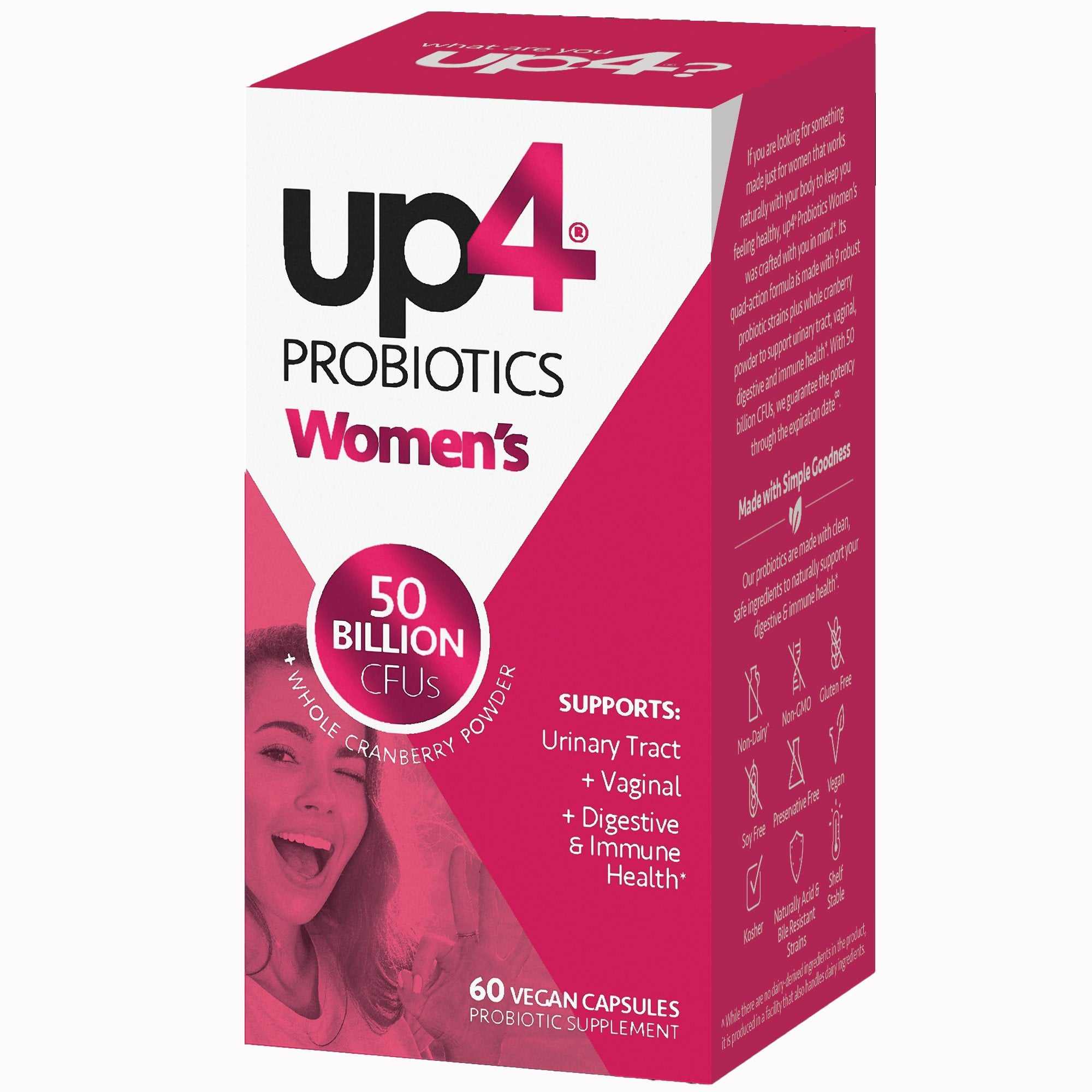 i-Health Inc 725334011347 - up4® Probiotics Women's Urinary Tract + Vaginal + Digestive + Immune Support - 1/Box, 24/Case