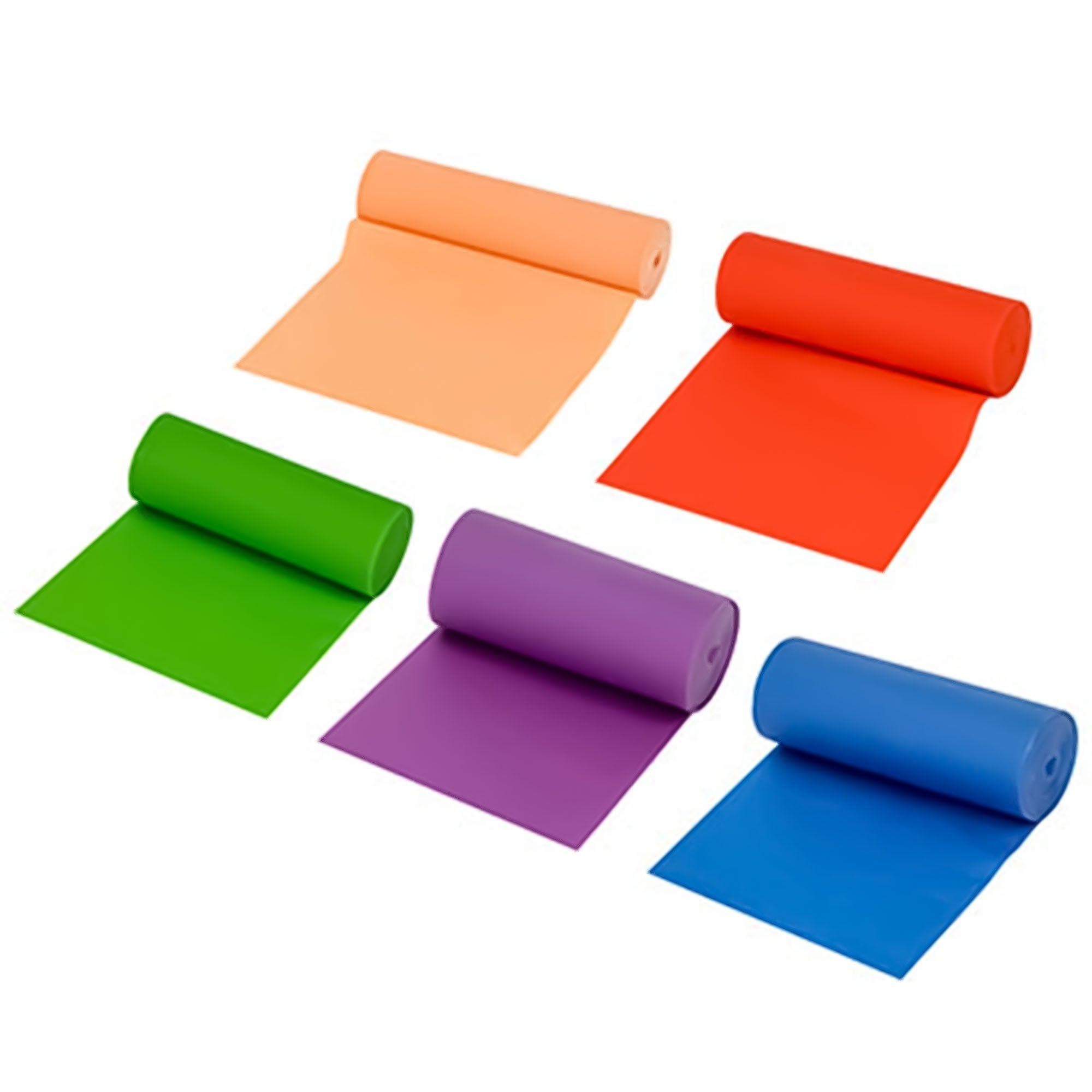 Fabrication Enterprises - 10-6118 Exercise Resistance Band Set Val-u-Band® Peach / Orange / Lime / Blueberry / Plum 3 Inch X 6 Yard X-Light to X-Heavy Resistance