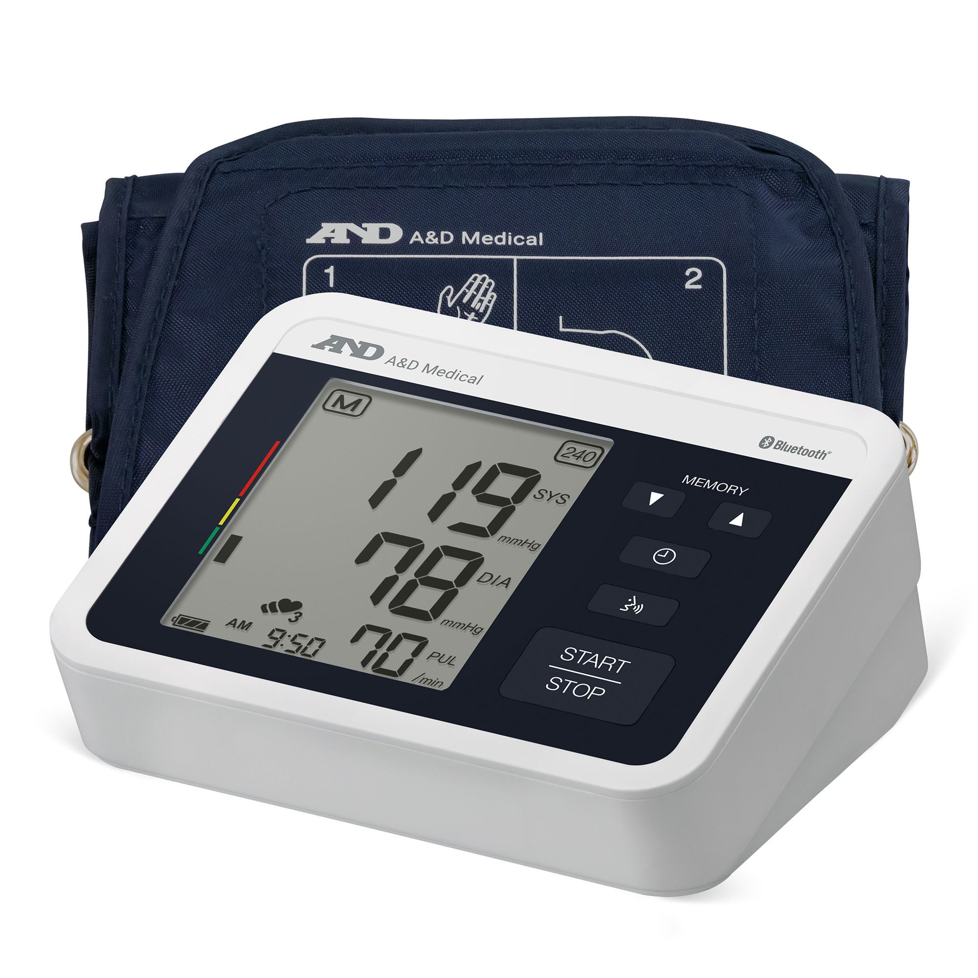 A&D Engineering - UA-1040TBLE Home Automatic Digital Blood Pressure Monitor AND Wide Cuff Arm Nylon Cuff 22 to 42 cm Desk Model