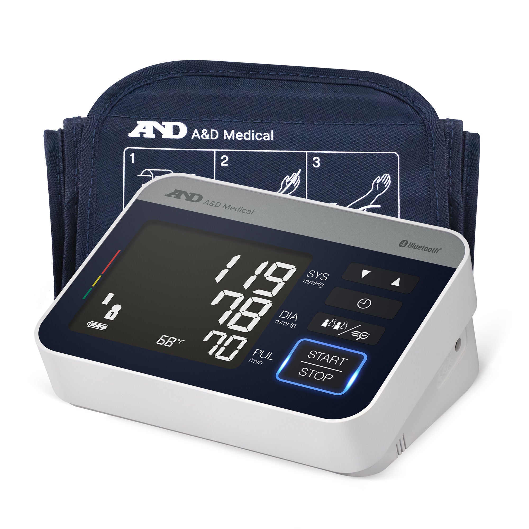 A&D Engineering - UA-910BLE Home Automatic Digital Blood Pressure Monitor AND Wide Cuff Arm Nylon Cuff 22 to 42 cm Desk Model