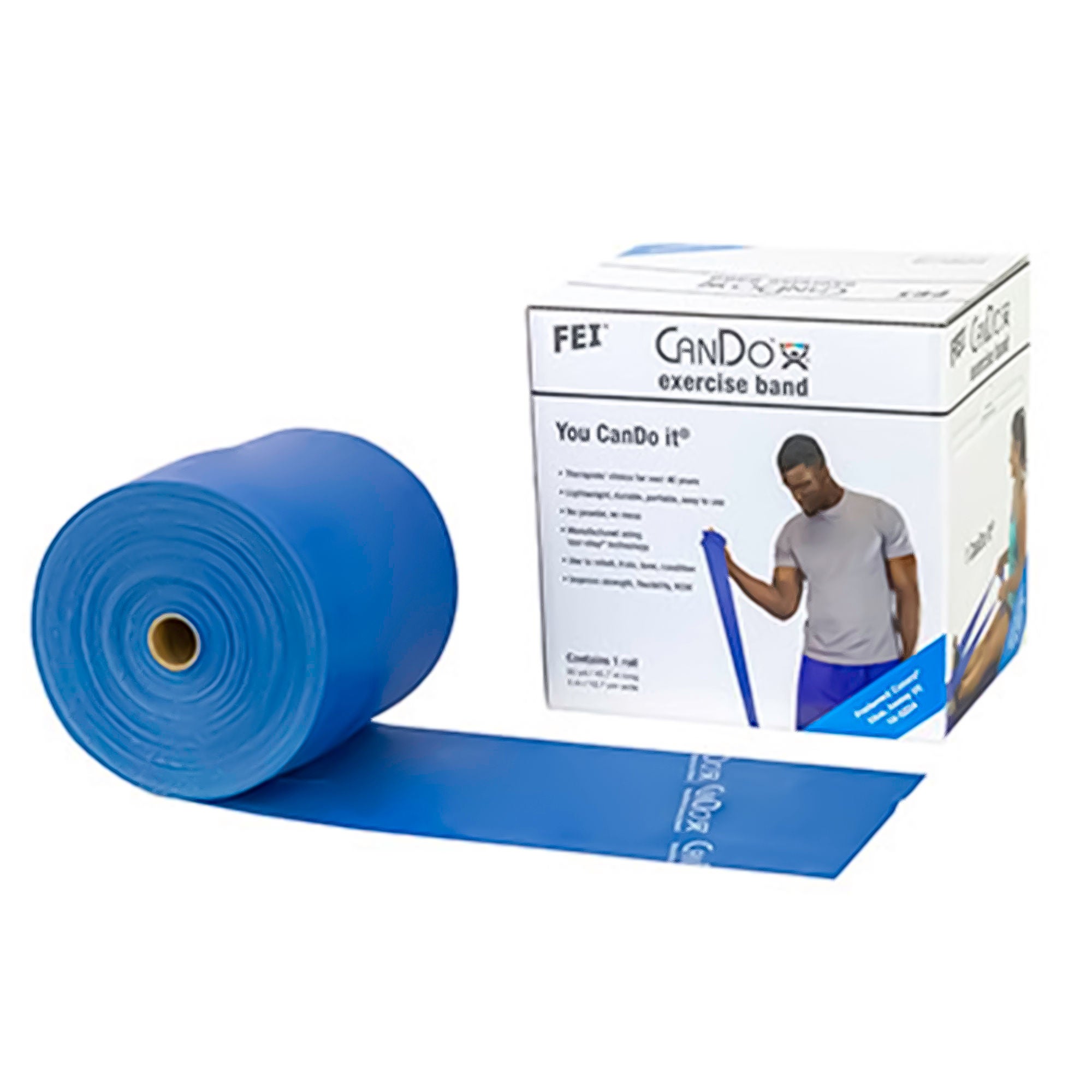 Fabrication Enterprises - 10-5224 Exercise Resistance Band CanDo® Low Powder Blue 50 Yard Length Heavy Resistance