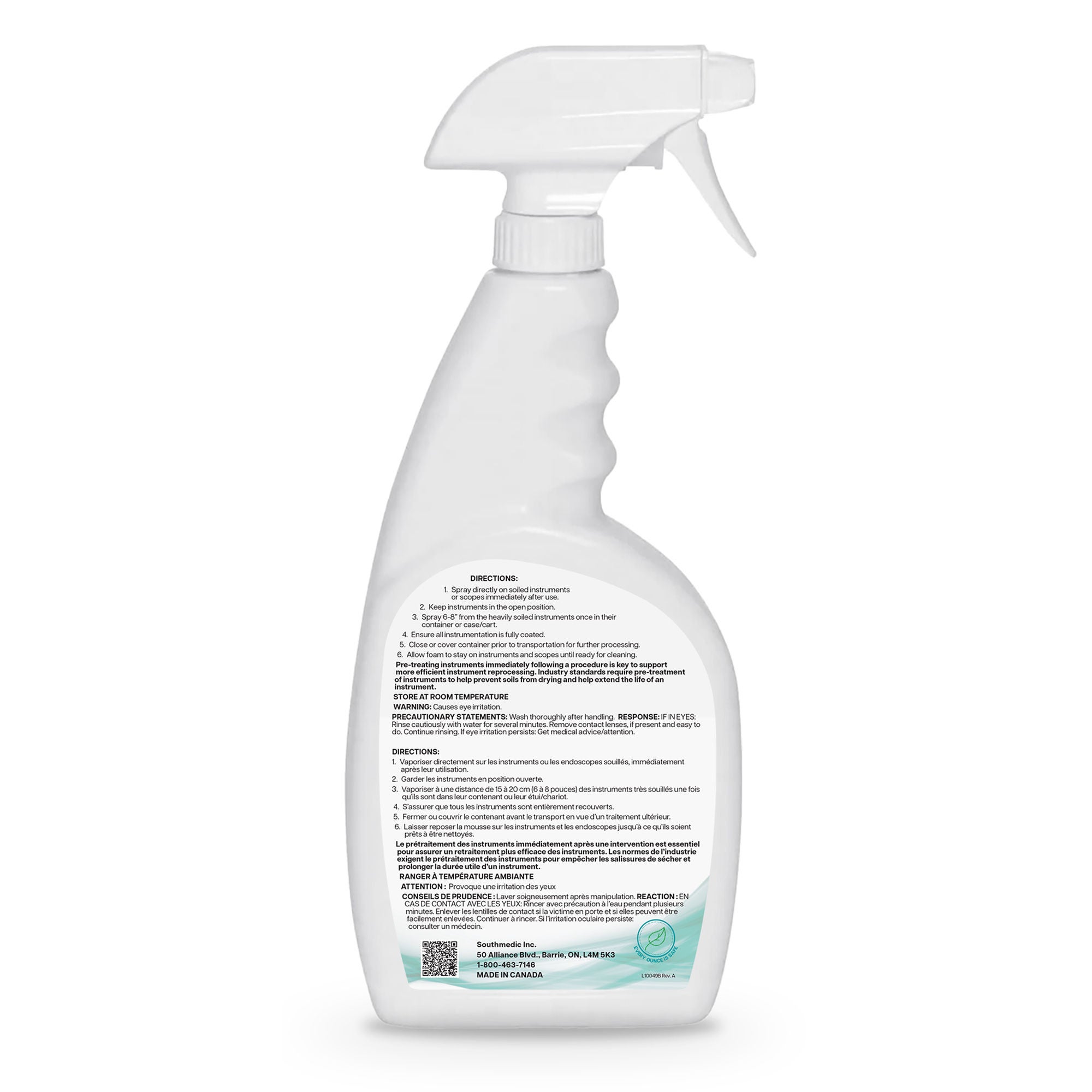 Southmedic - SMI1-18560-FOAM-12 Multi-Enzymatic Instrument Detergent EcoZyme Foam 32 oz. Spray Bottle Odorless
