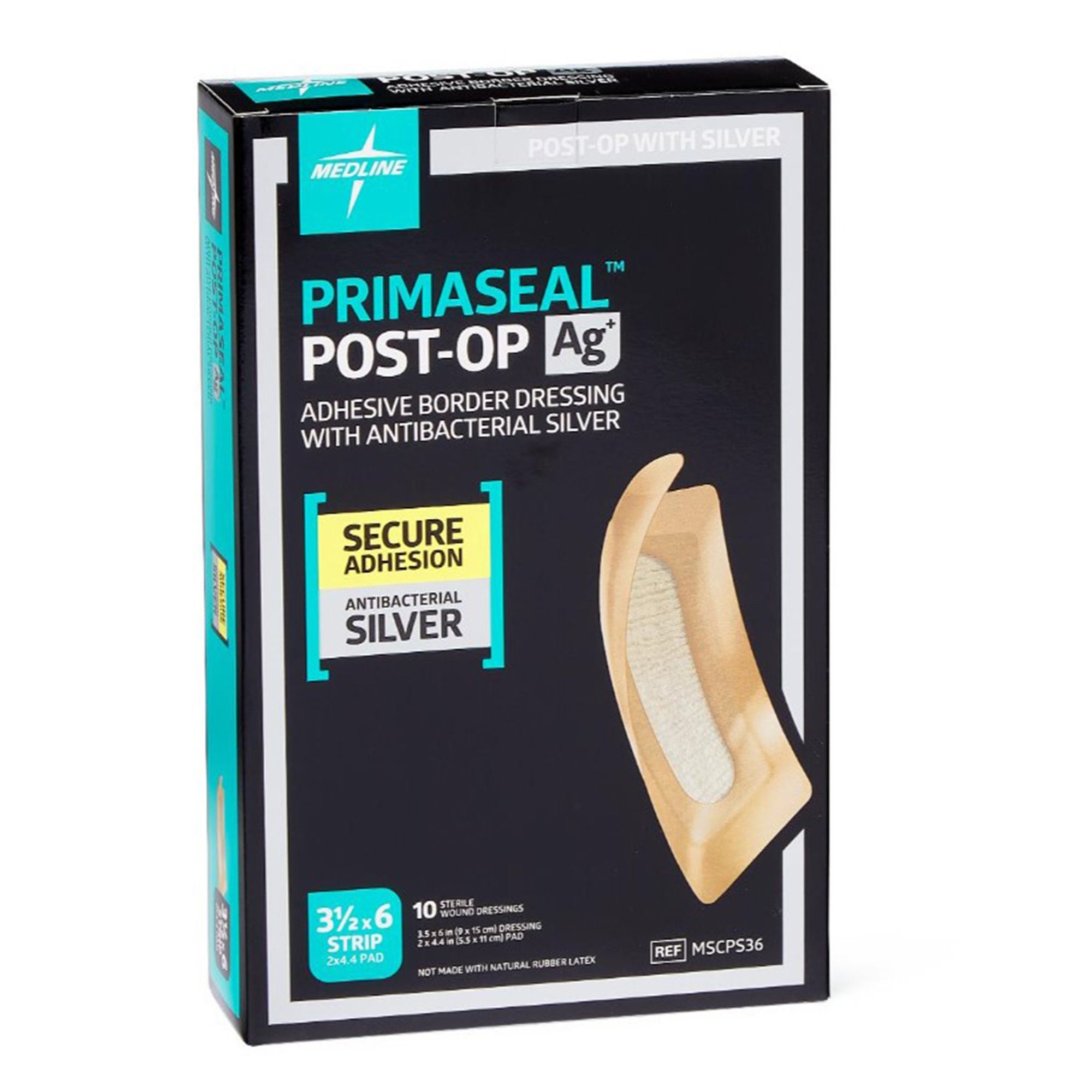 Medline - MSCPS36 Silver Gelling Fiber Dressing PrimaSeal Ag+ Post-Op Strip Sterile