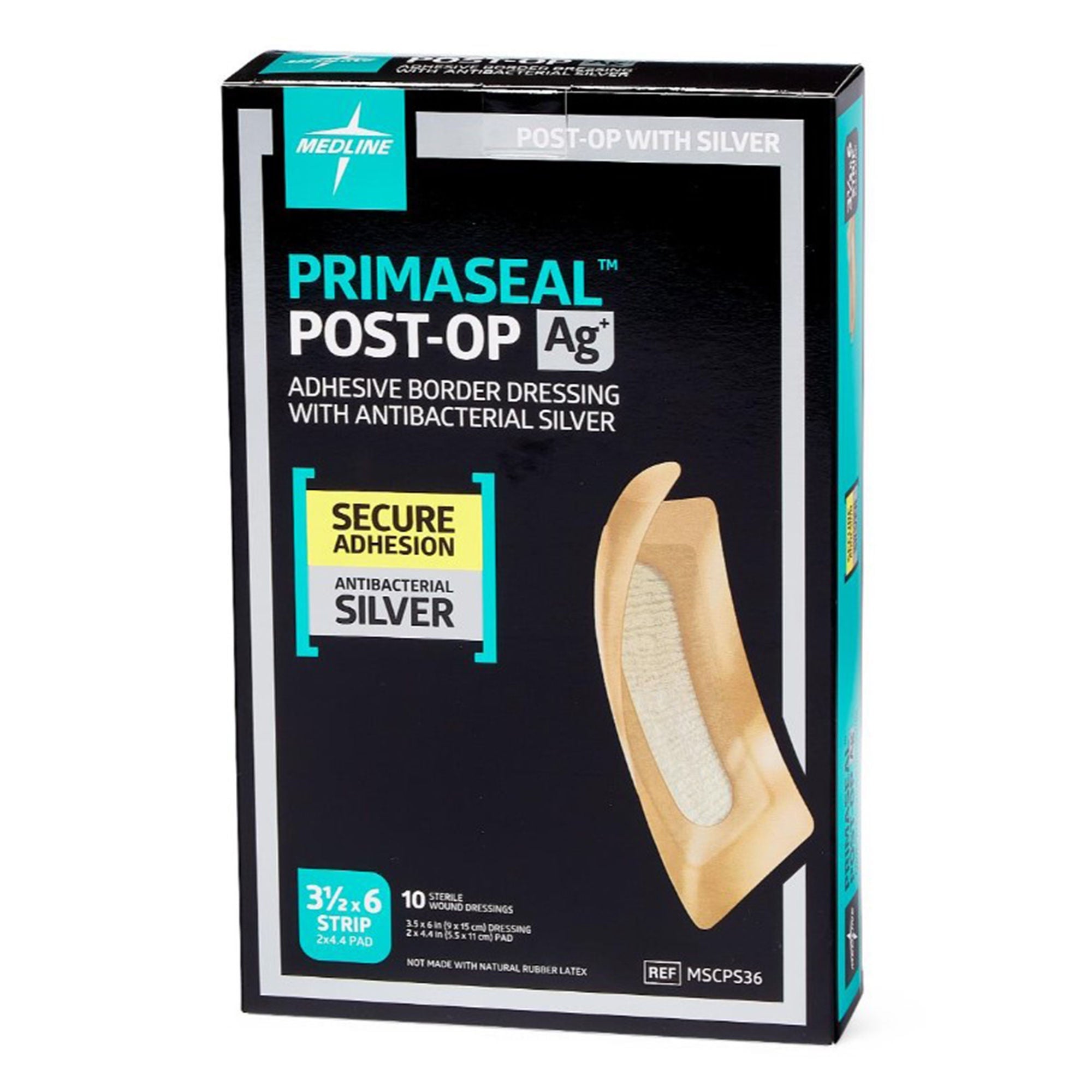 Medline - MSCPS36 Silver Gelling Fiber Dressing PrimaSeal Ag+ Post-Op Strip Sterile