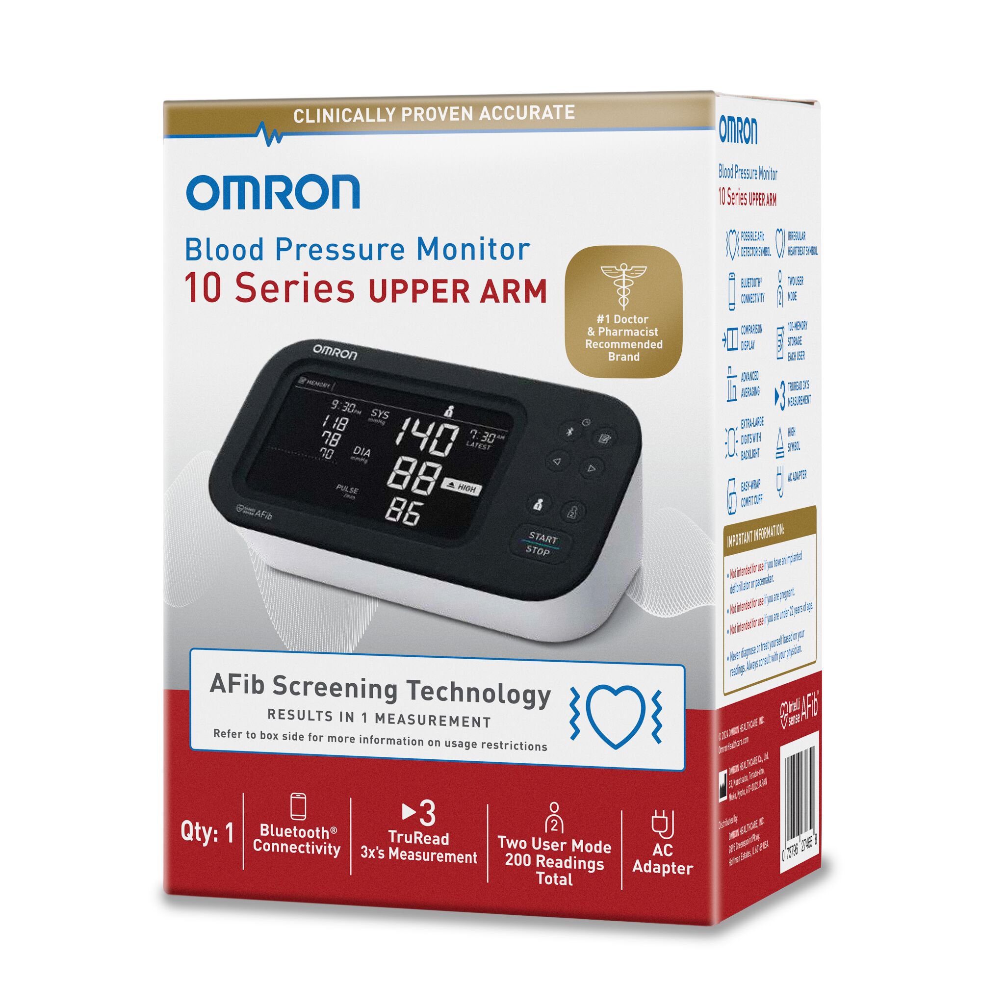 Emerson Healthcare BP7465 - Omron 10 Series® Digital Blood Pressure Monitor with Bluetooth Connectivity - 1/Each, 10/Case