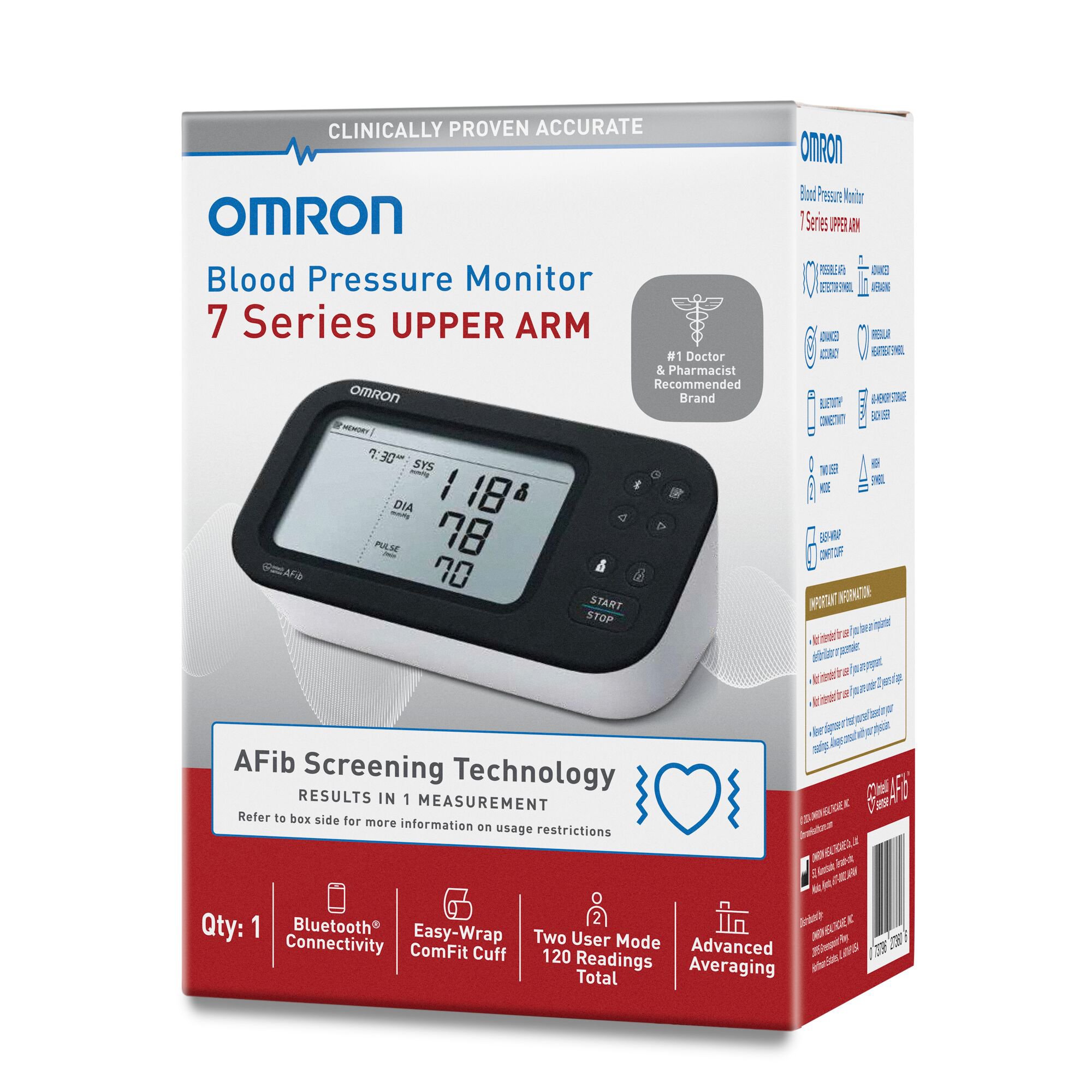 Emerson Healthcare BP7360 - Omron 7 Series® Digital Blood Pressure Monitor with Bluetooth Connectivity - 1/Each, 10/Case