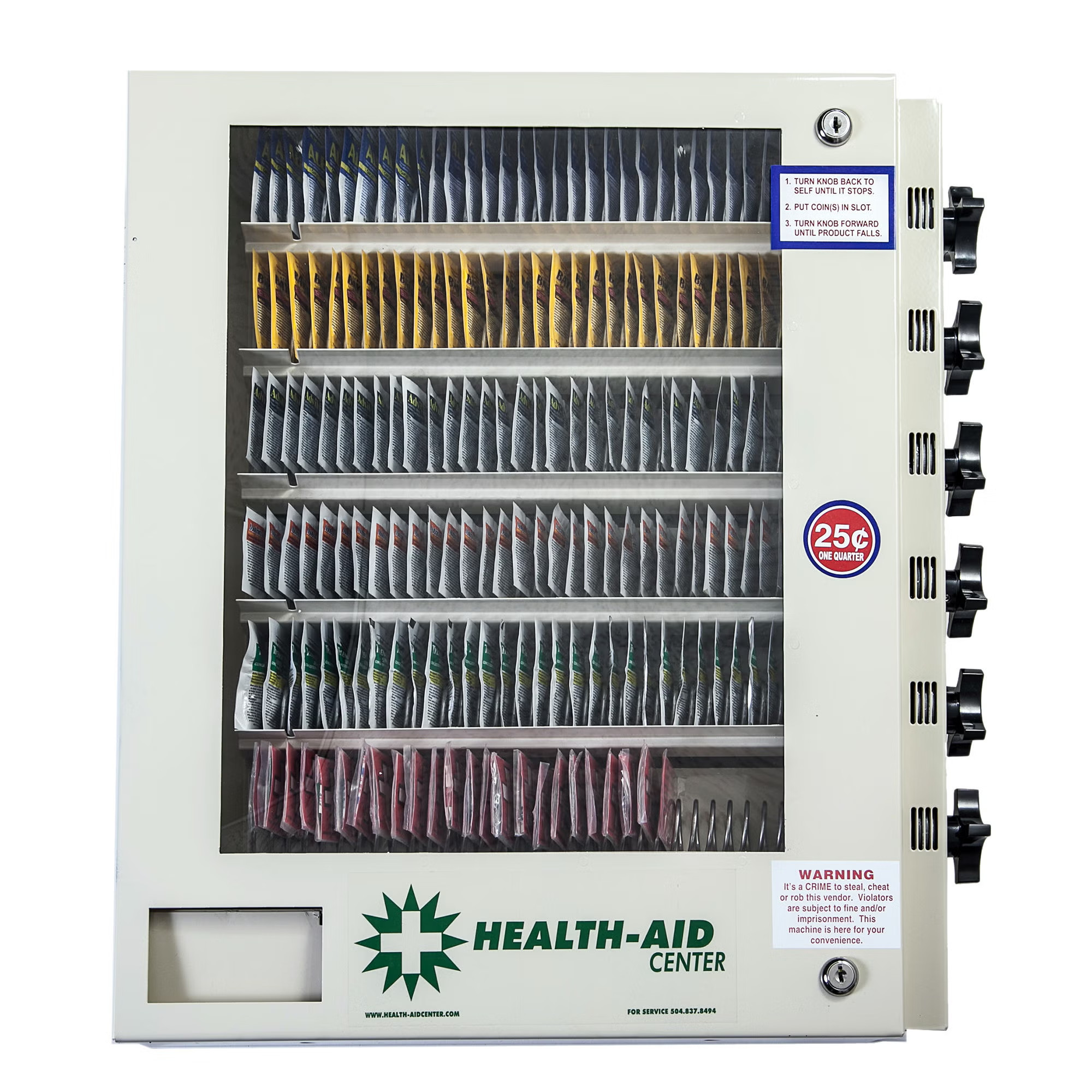 Synergy Management LLC - HA6-FV Medicine Vending Machine Health-Aid Series™ Wall Mount Metal Without Drawers 6 Shelves Keyed Lock