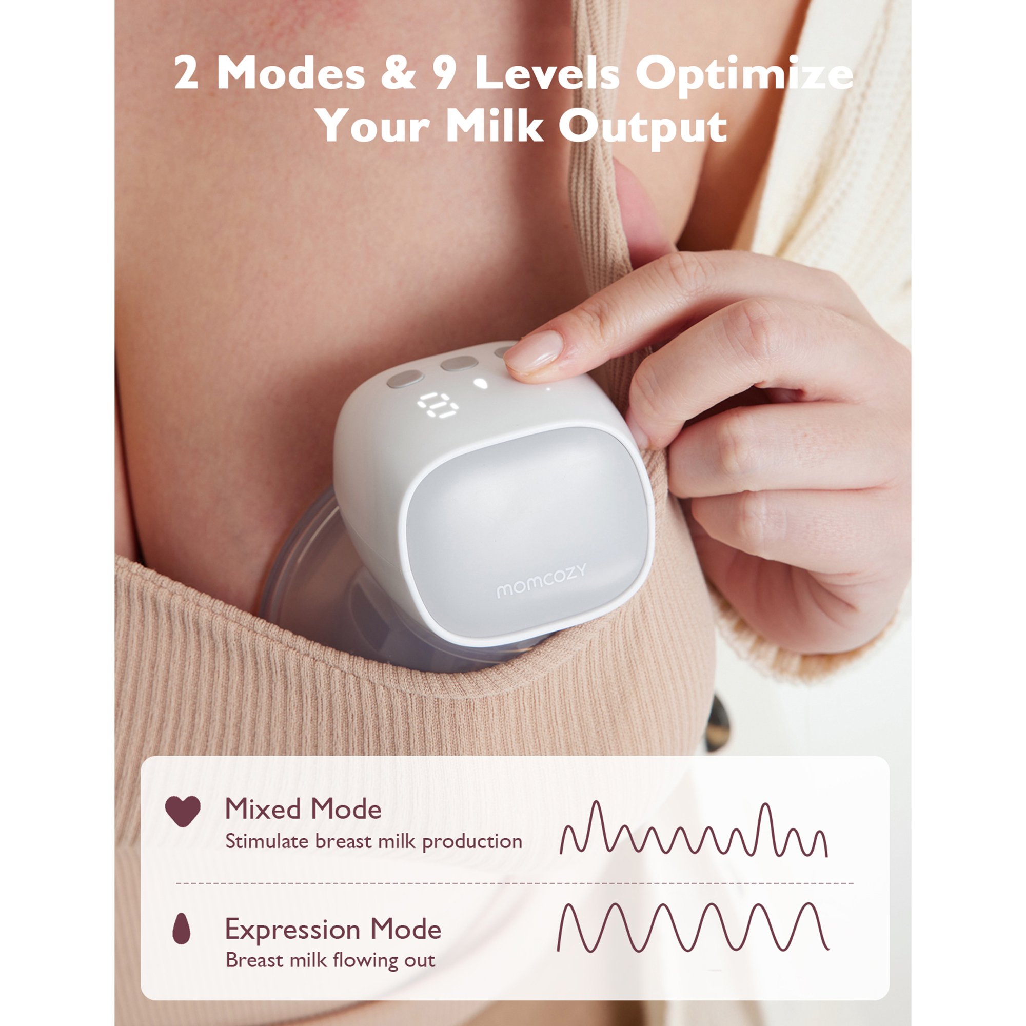 Momcozy S9 Pro-N Hands Free Double Electric Breast Pump BP091-GR00BA-A by Root Technology