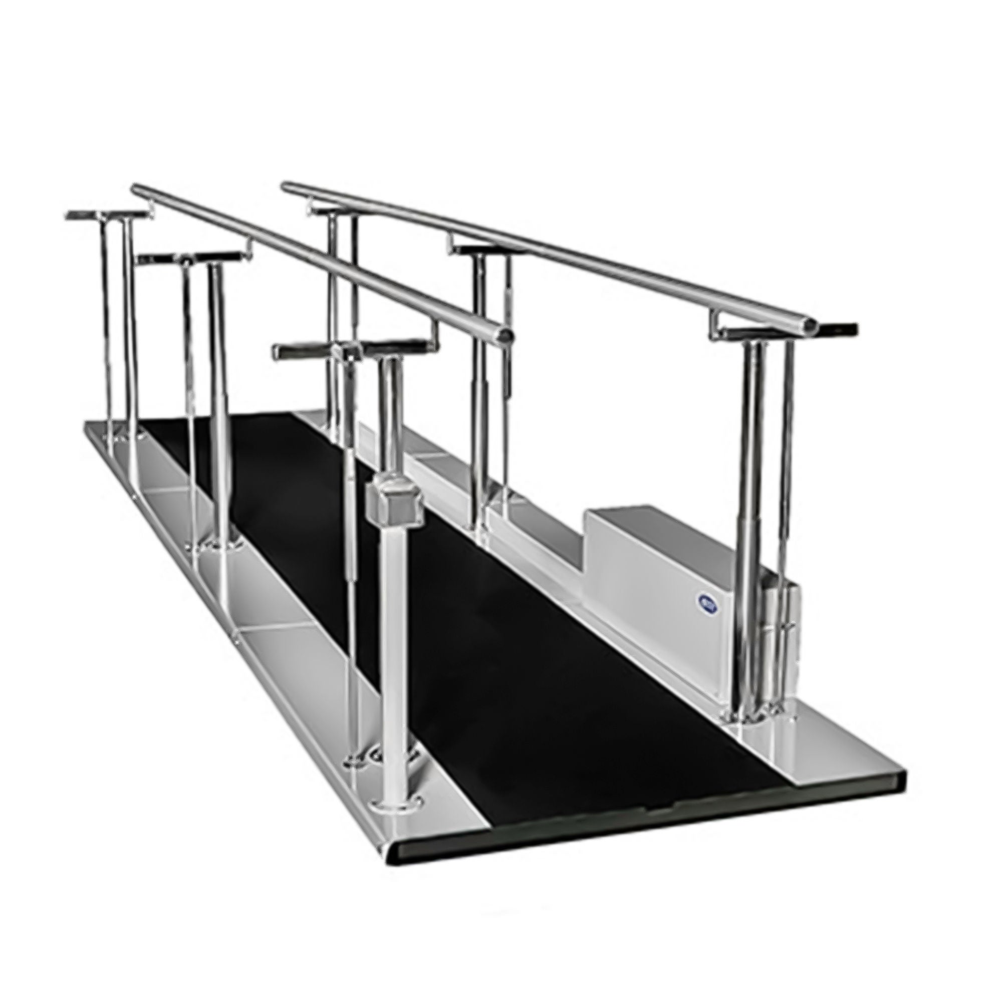 Fabrication Enterprises - 15-5166 Motorized Parallel Bars Tri W-G® 16 Foot Platform, Adjustable Handrail Height (25-1/2 to 39-3/4 Inch), Steel Frame, Aluminum Handrails 39-3/4 X 53-1/2 X 192 Inch Metallic / Black