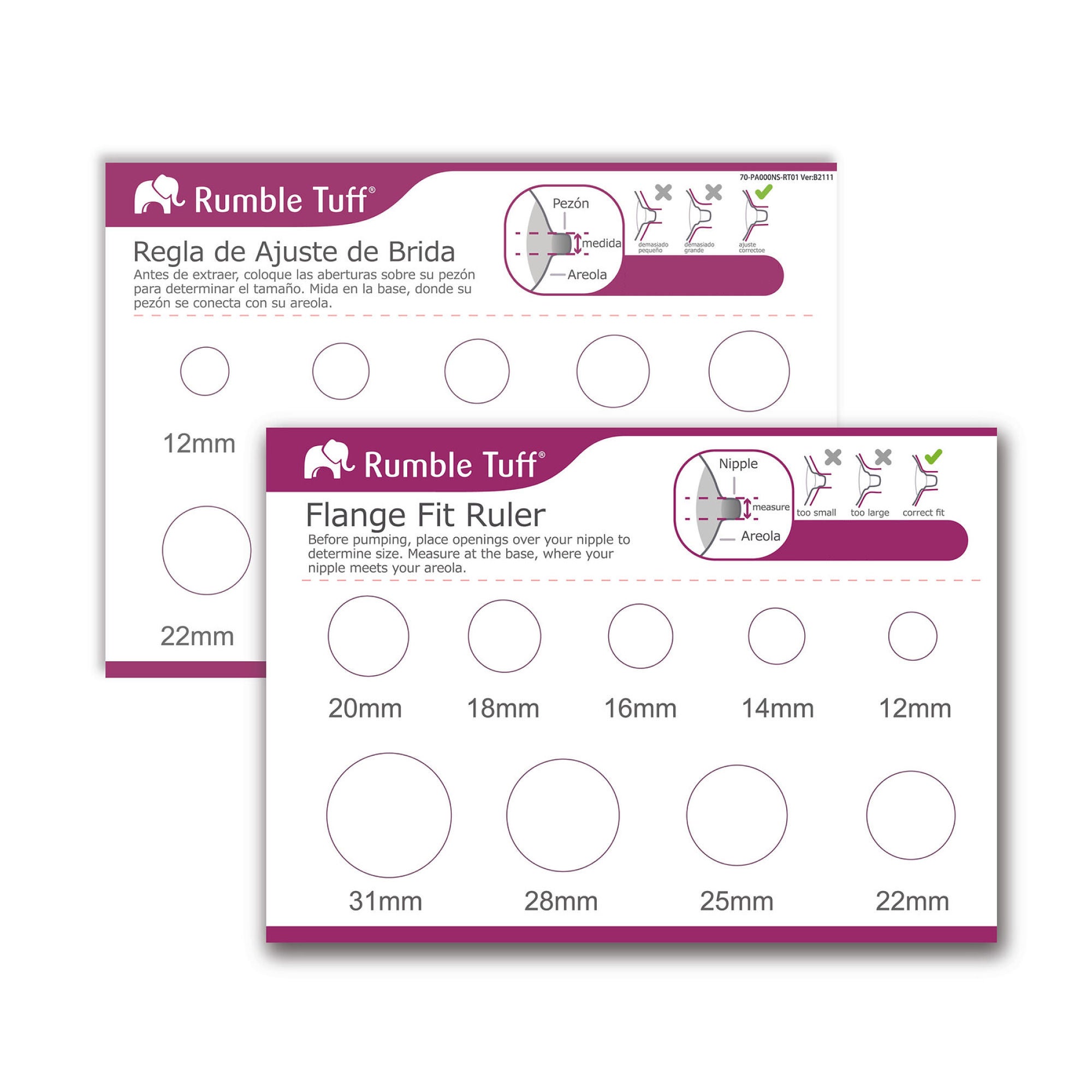 A Cute Baby Inc - PANS-10 Breast Shield Fit Nipple Rulerr Rumble Tuff For Nipple Diameter Measurement