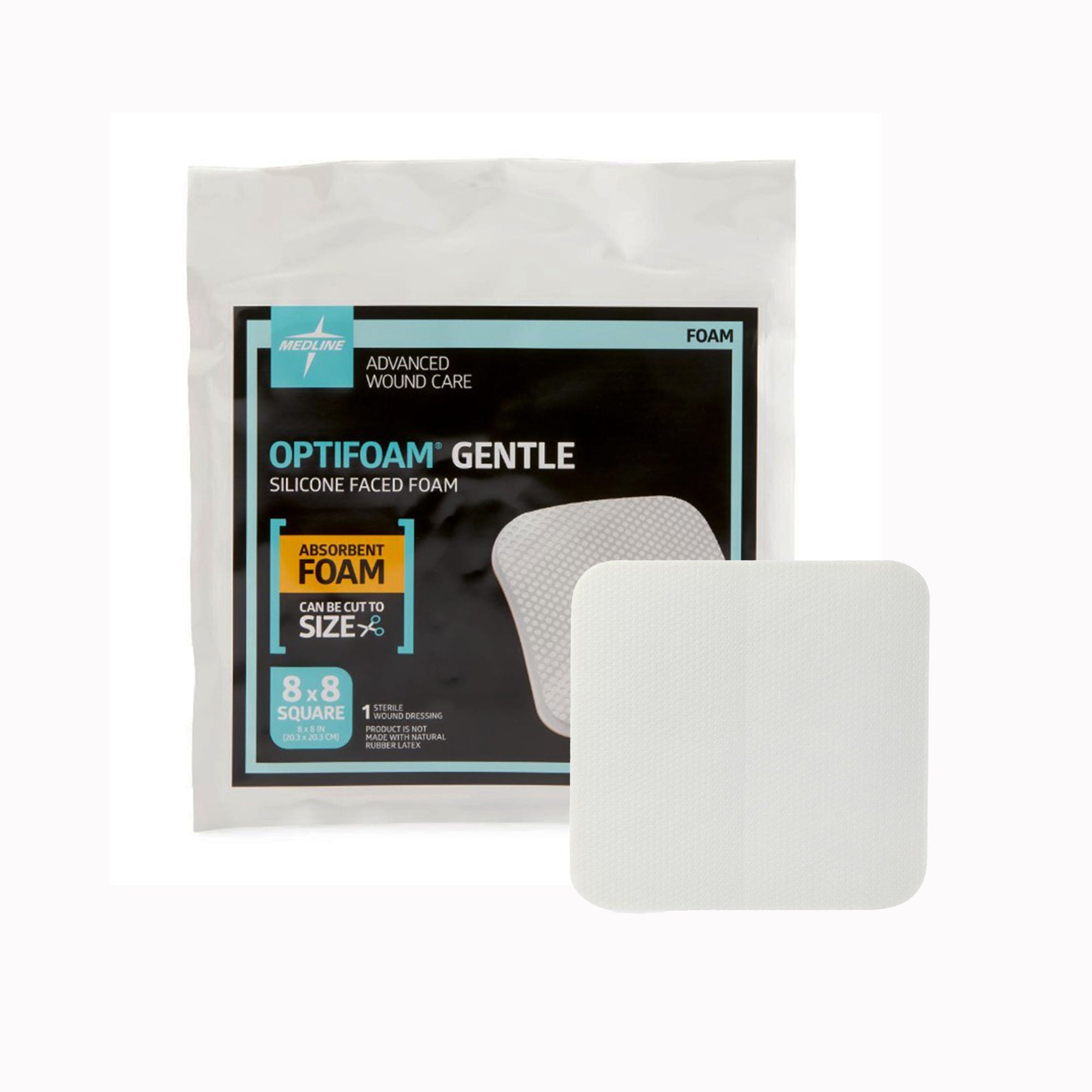 Medline - MSC2288EP Foam Dressing Optifoam® Gentle 8 X 8 Inch Without Border Waterproof Backing Silicone Face Square Sterile
