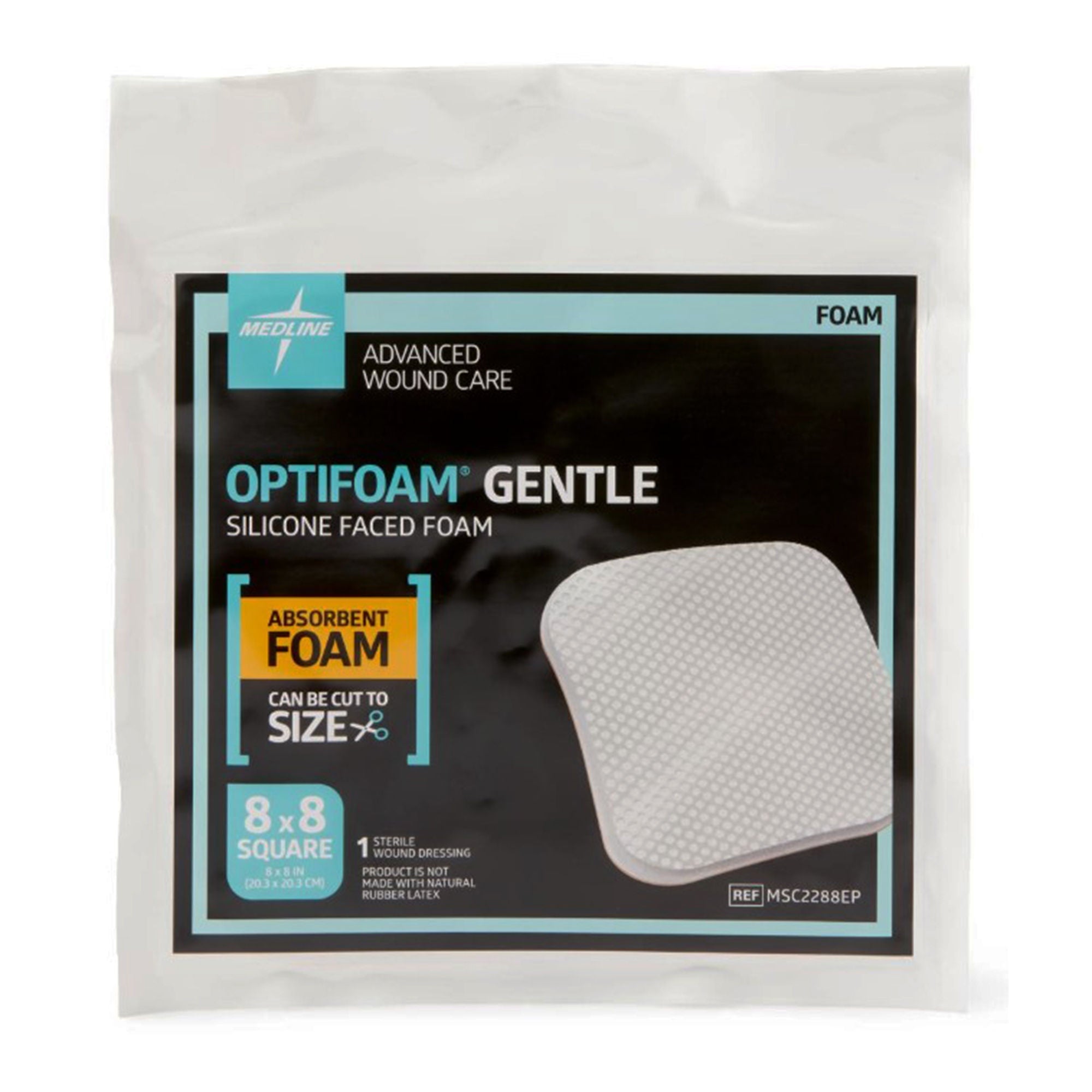 Medline - MSC2288EP Foam Dressing Optifoam® Gentle 8 X 8 Inch Without Border Waterproof Backing Silicone Face Square Sterile