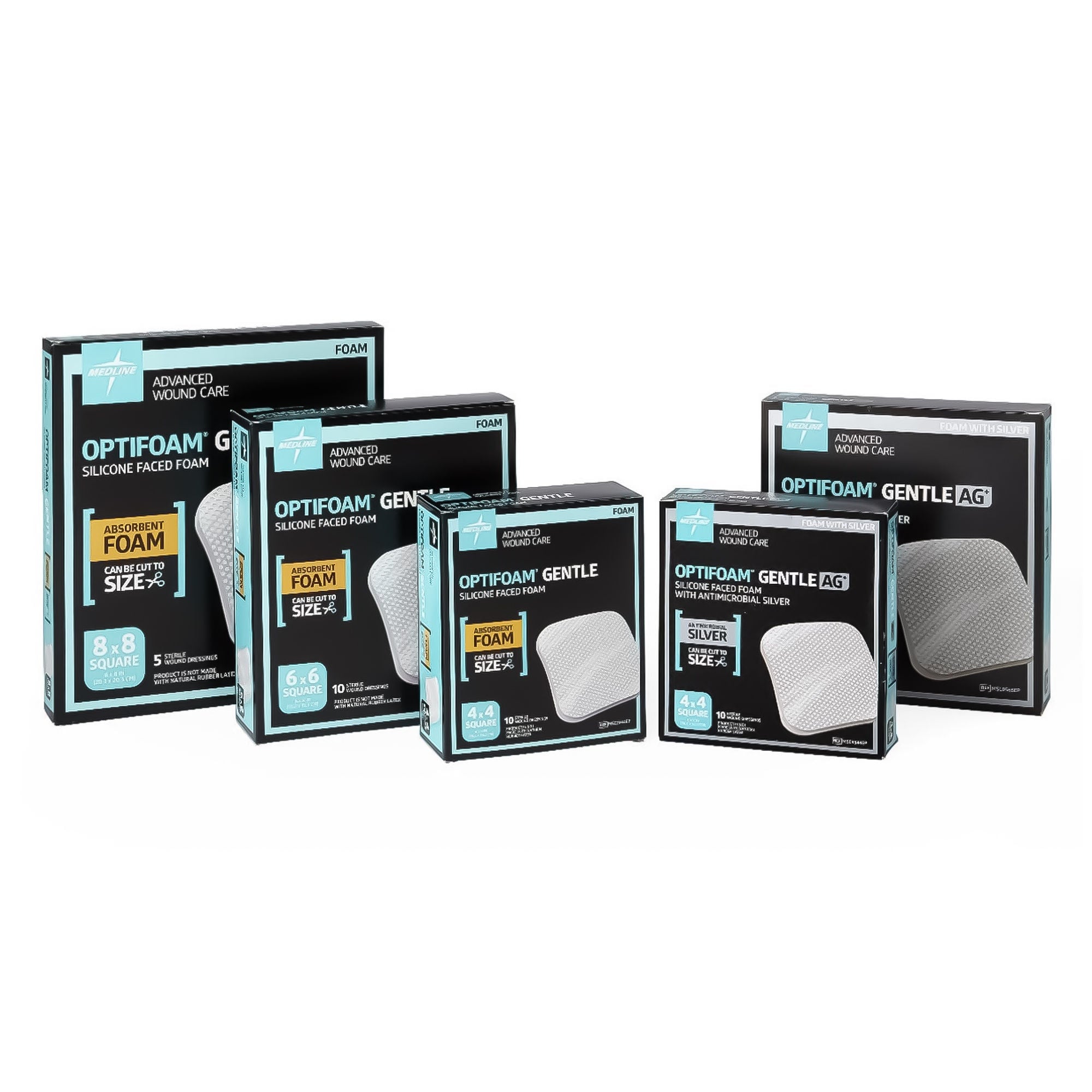 Medline - MSC2288EP Foam Dressing Optifoam® Gentle 8 X 8 Inch Without Border Waterproof Backing Silicone Face Square Sterile