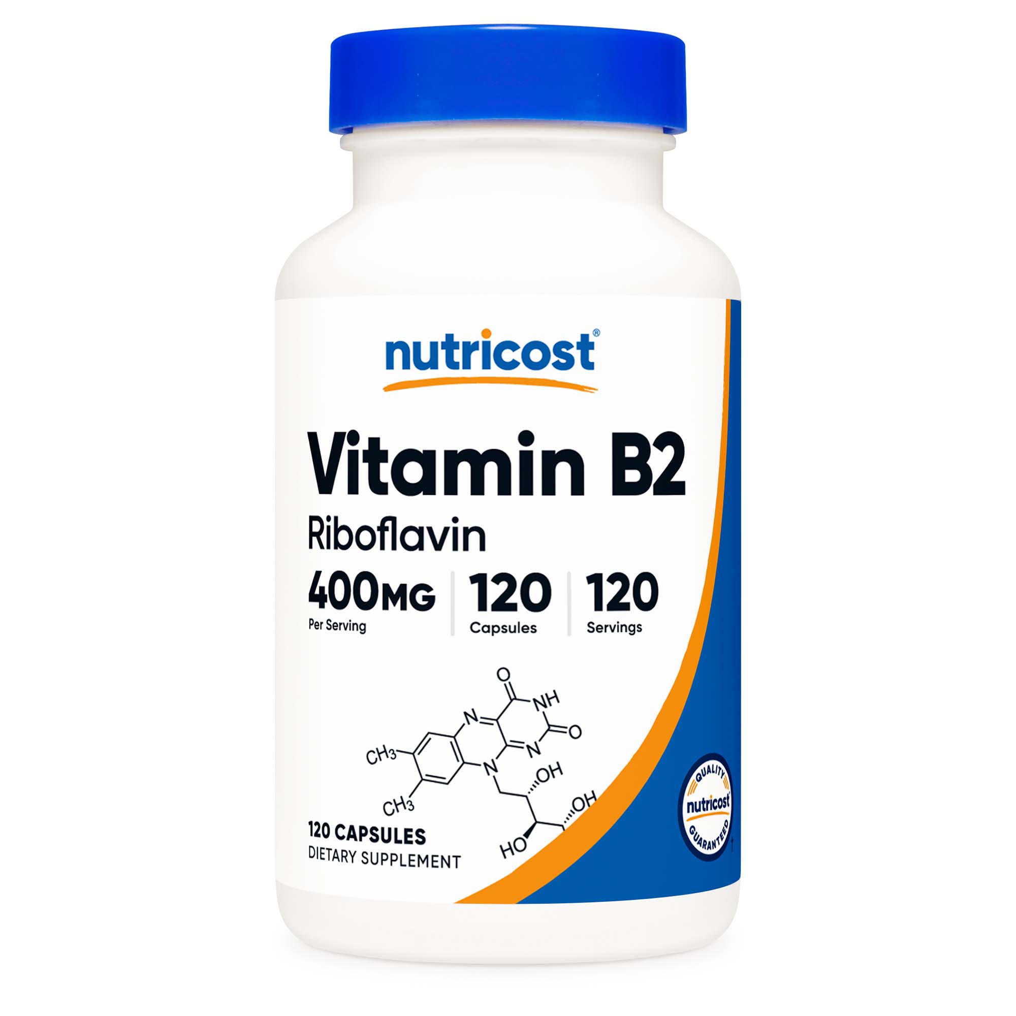 Nutricost - NTC080101 Dietary Supplement nutricost® Vitamin B2 Riboflavin Vitamin B2 400 mg Strength Capsule 120 Per Bottle