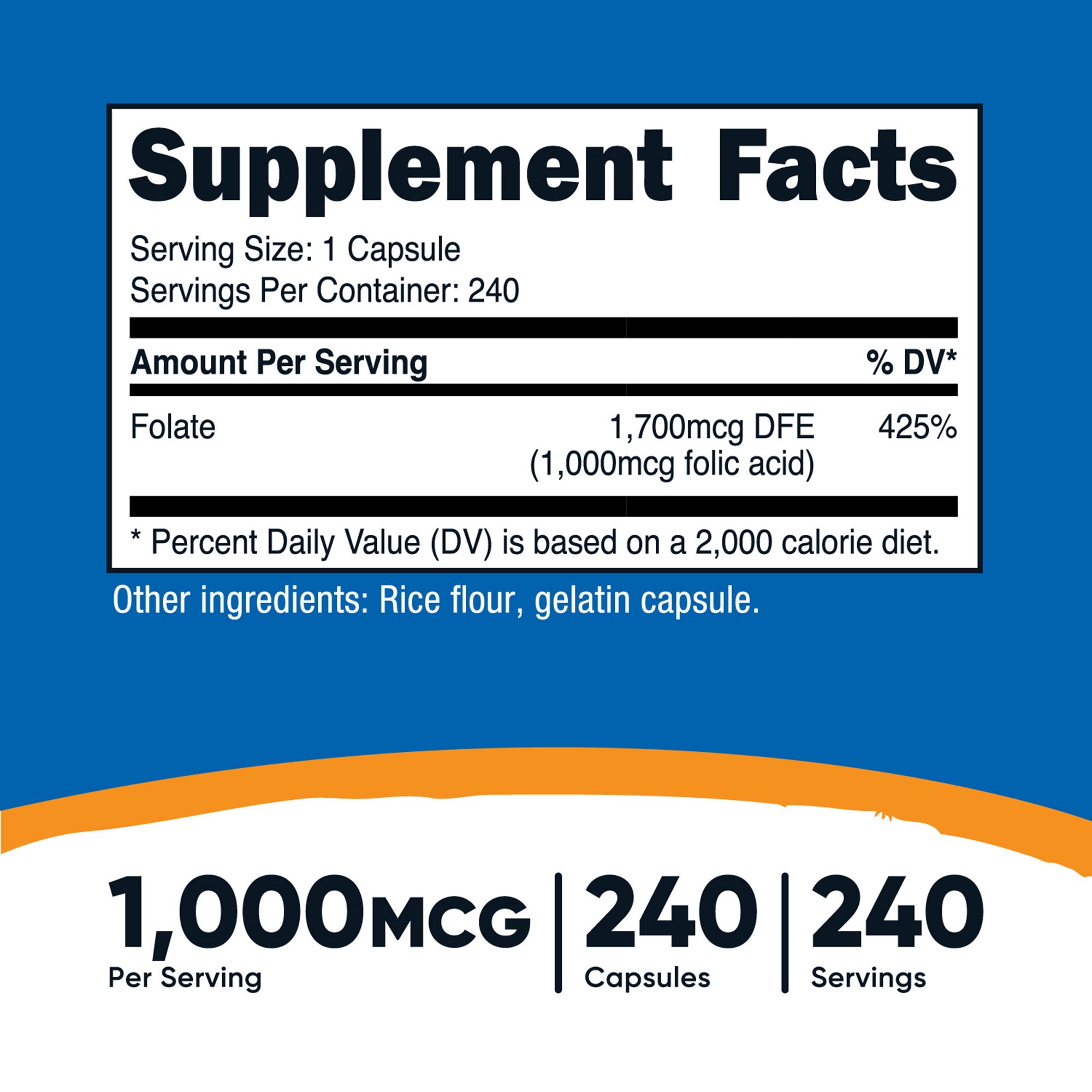 nutricost Folic Acid (Vitamin B9) Dietary Supplement NTC082101 by Nutricost