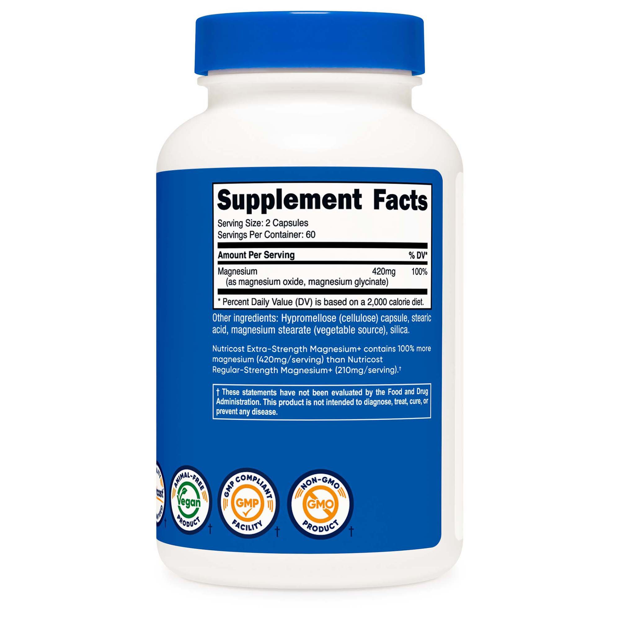 Nutricost NTC332201 - Nutricost® Magnesium+ (Extra Strength) Capsules - 1/Bottle, 12/Case