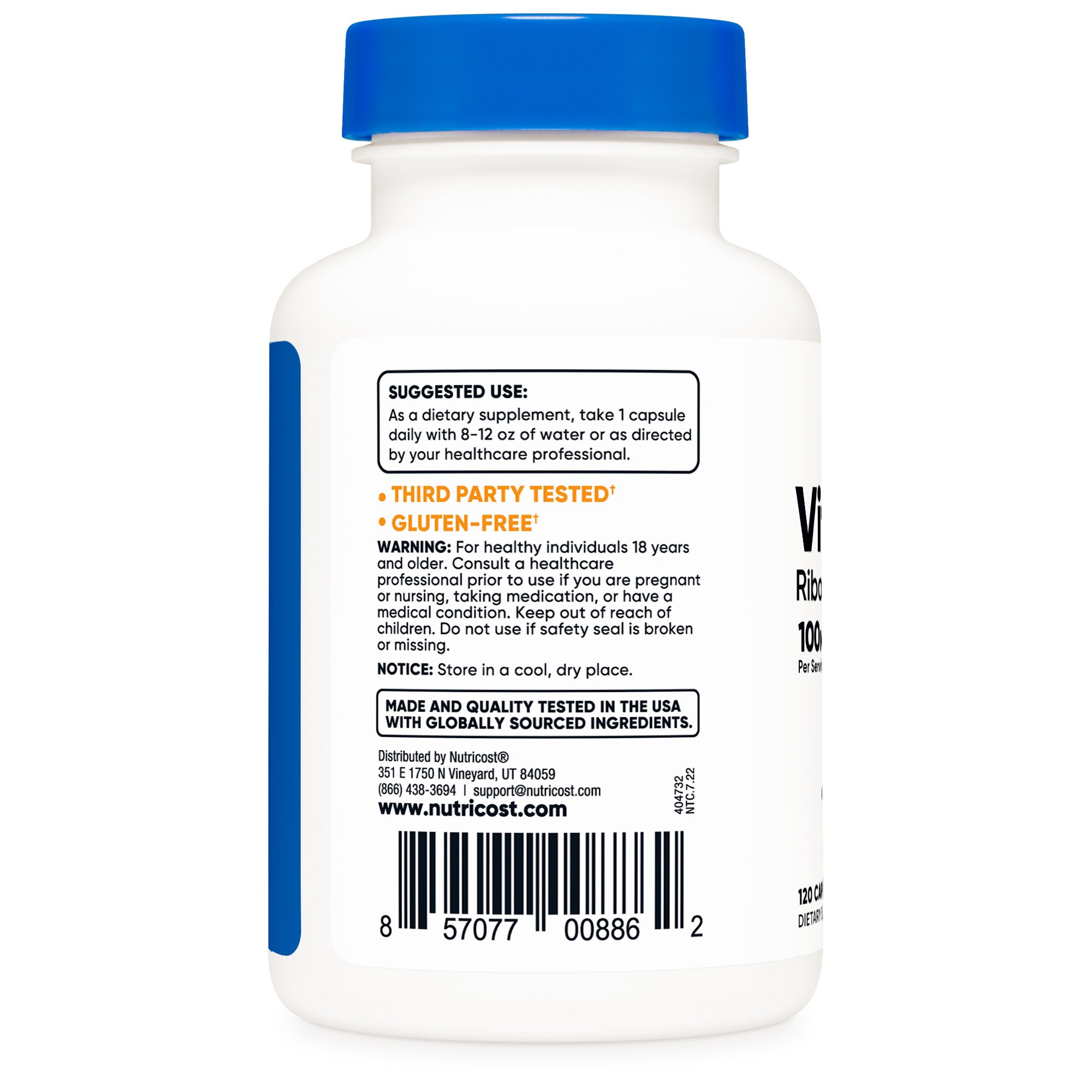 nutricost Vitamin B2 Riboflavin Dietary Supplement NTC220101 by Nutricost