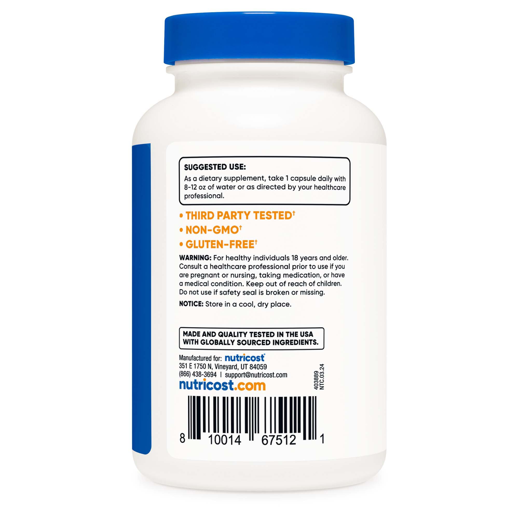 Nutricost NTC012101 - nutricost® 200 mg 5-HTP Capsules - 1/Bottle, 12/Case