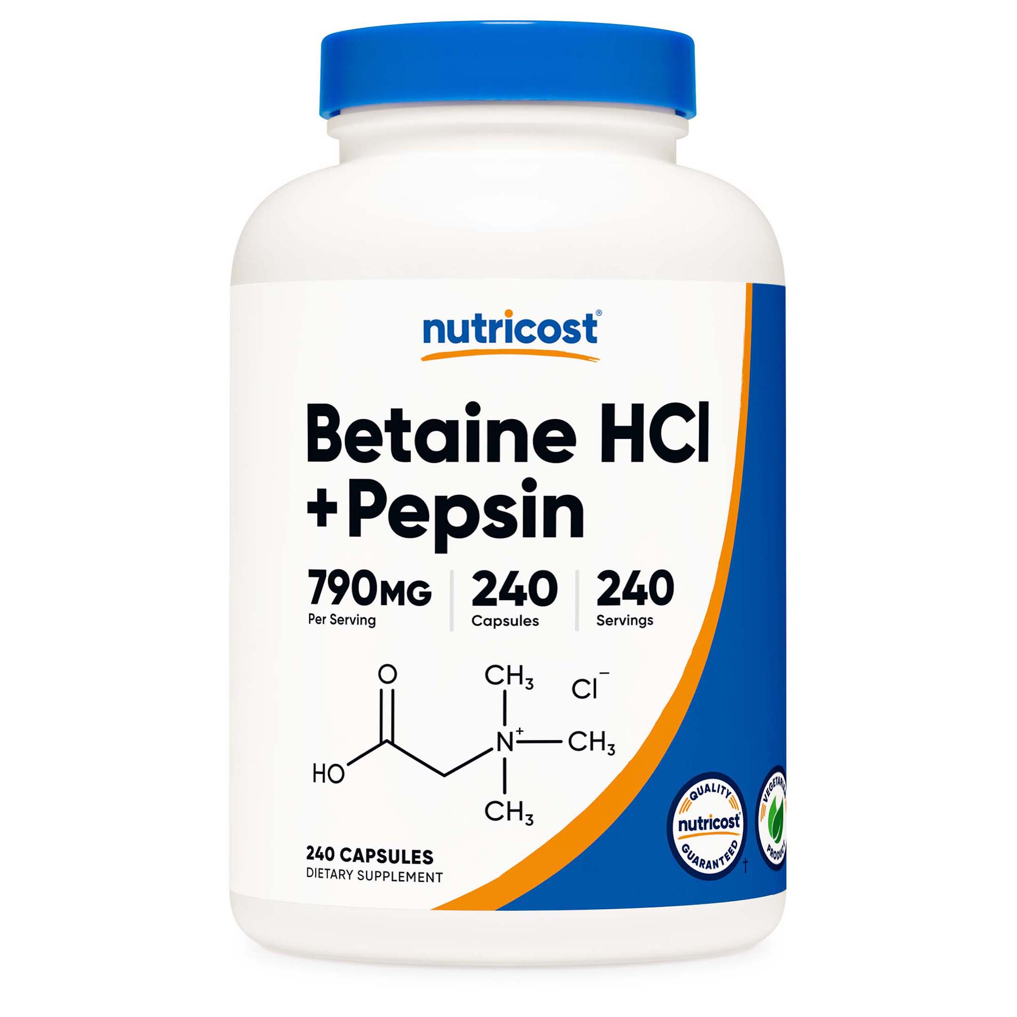 Nutricost - NTC169101 Dietary Supplement nutricost® Betaine HCl / Pepsin 790 mg Strength Capsule 240 Per Bottle