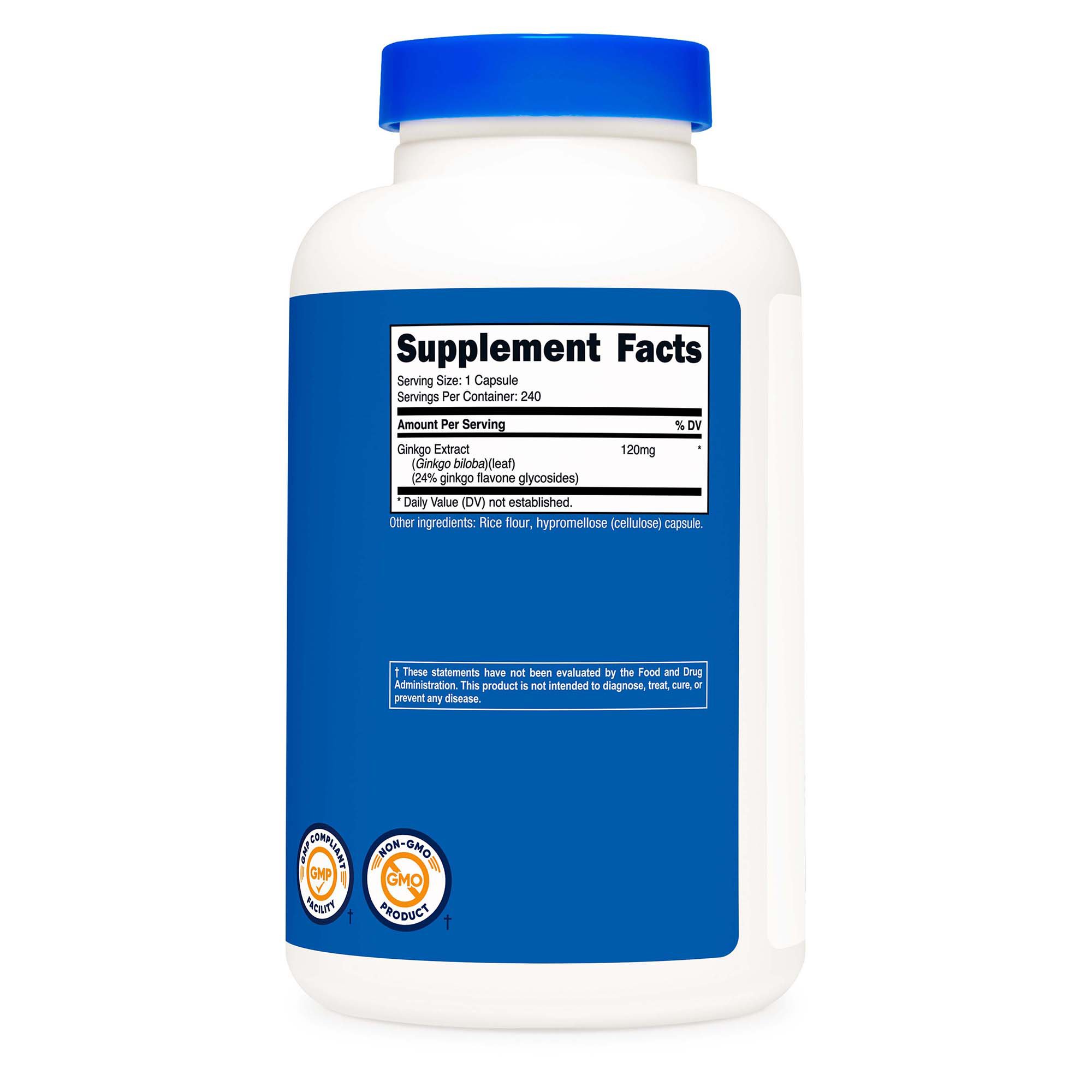 Nutricost NTC016101 - nutricost® 120 mg Ginkgo Biloba Capsules - 1/Bottle, 12/Case