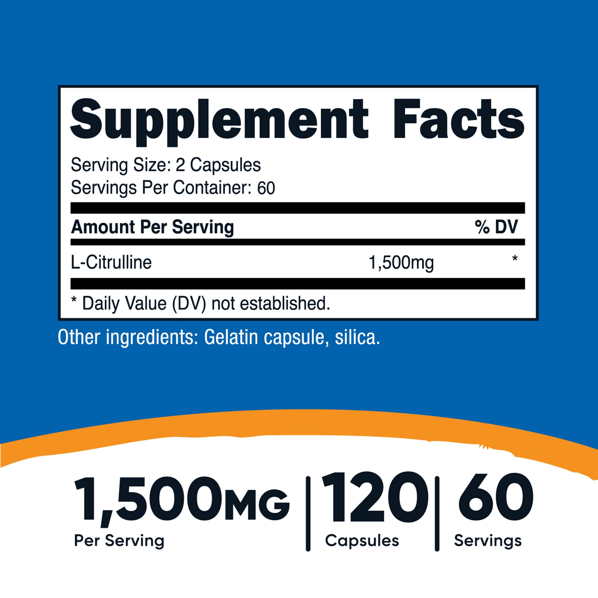 Nutricost NTC070101 - nutricost® 1500-mg L-Citrulline Capsules - 1/Bottle, 12/Case