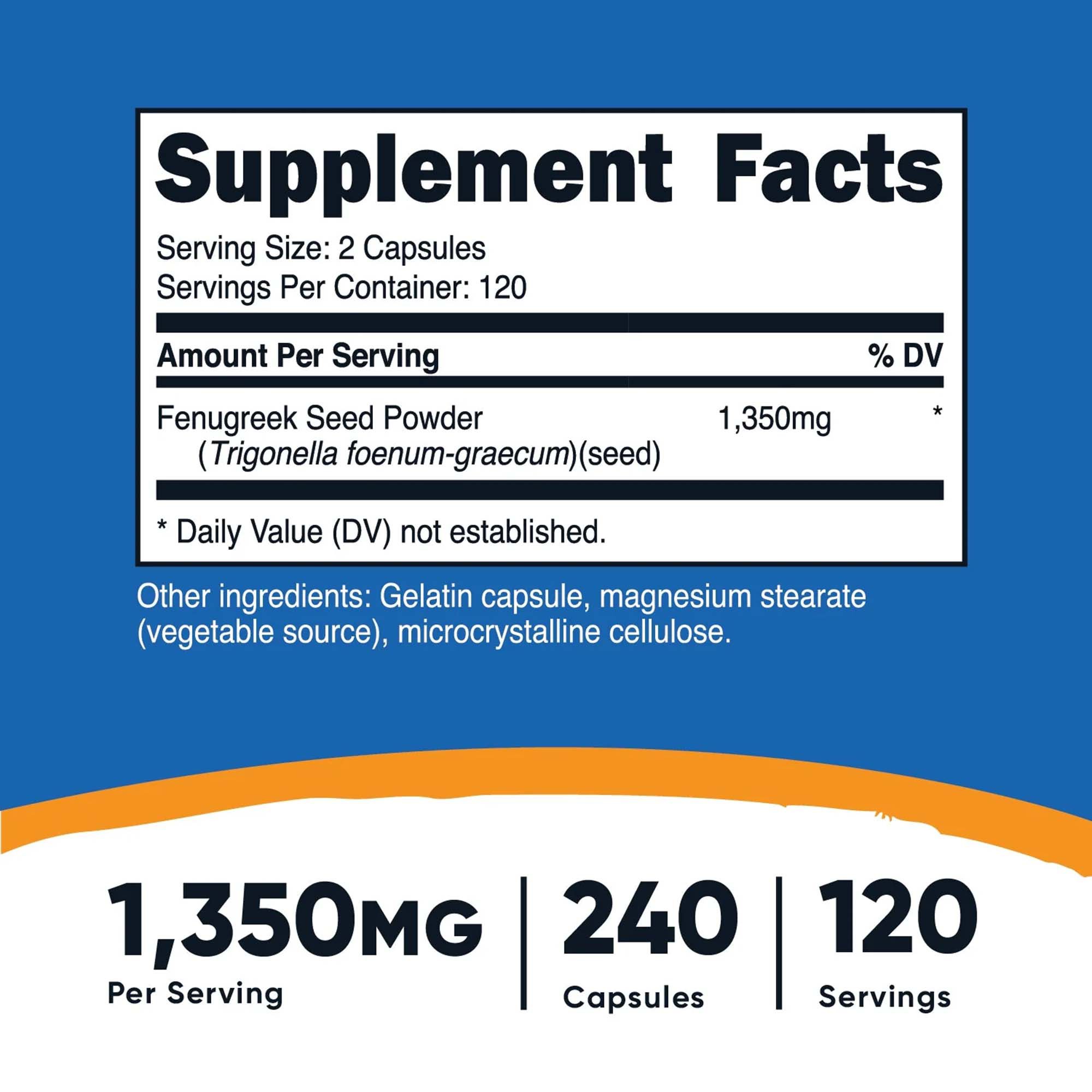 Nutricost NTC020101 - nutricost® 675 mg Fenugreek Capsules - 1/Bottle, 12/Case