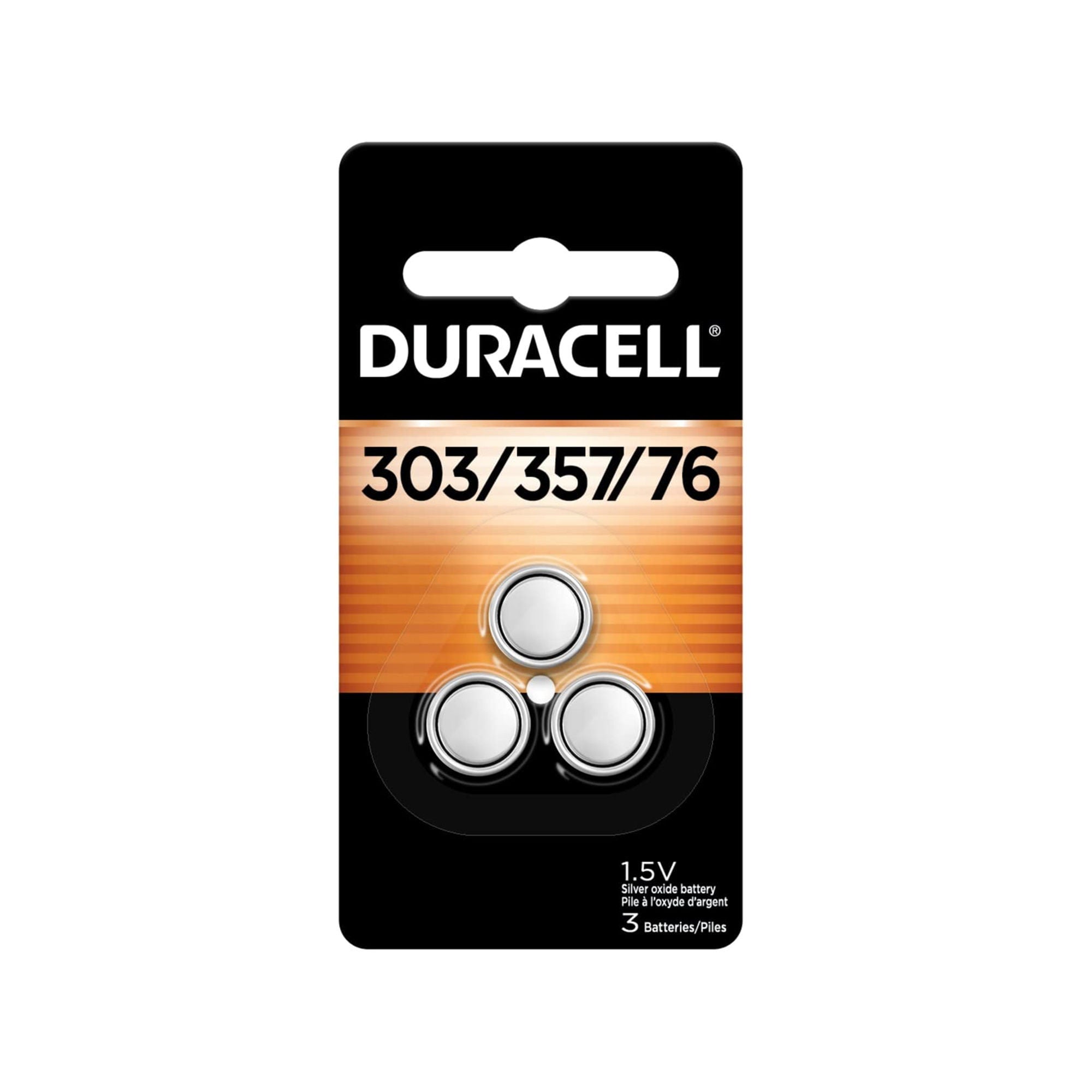 Duracell - 4133366129 Silver Oxide Battery Duracell® 303 / 357 Coin Cell 1.5 Volt Disposable 3 per Pack