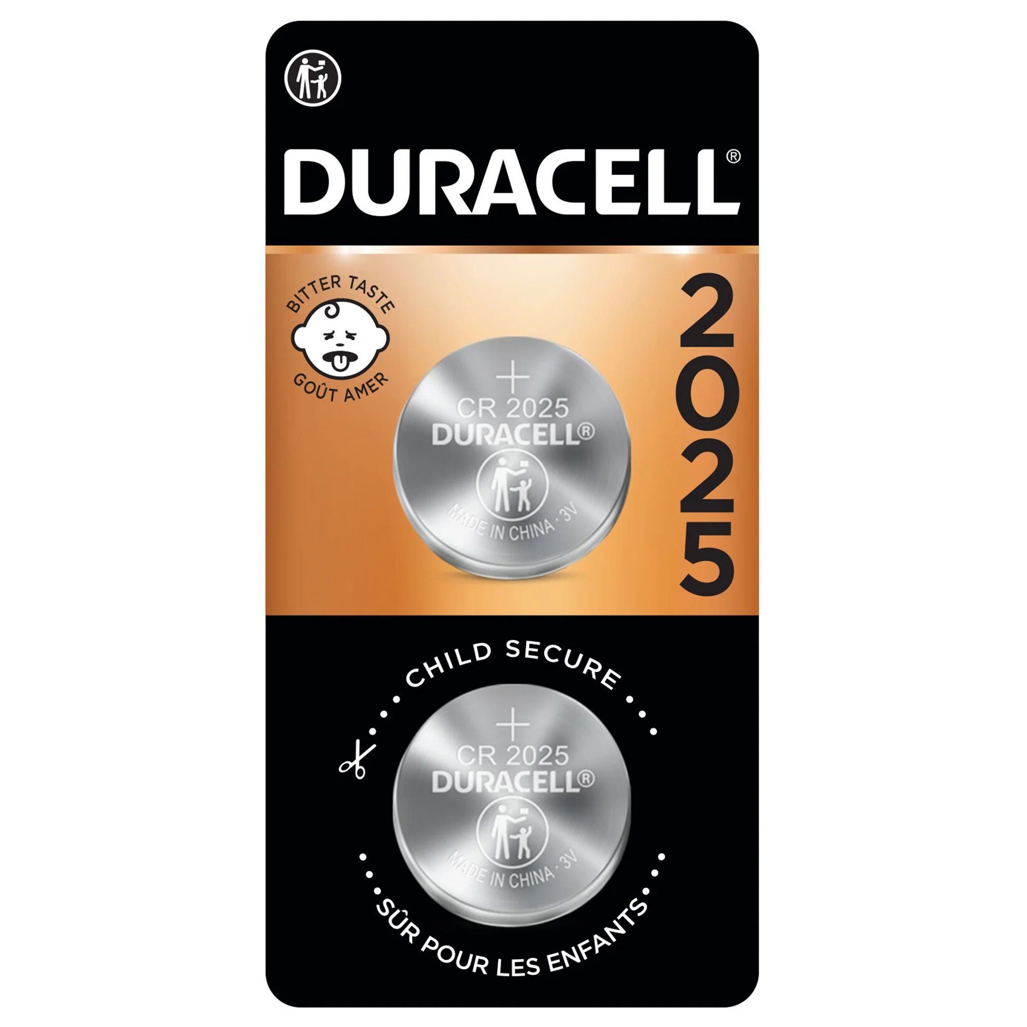 Duracell - DL2025B2PK Lithium Battery Duracell® CR2025 Coin Cell 3 Volt Disposable 2 per Pack