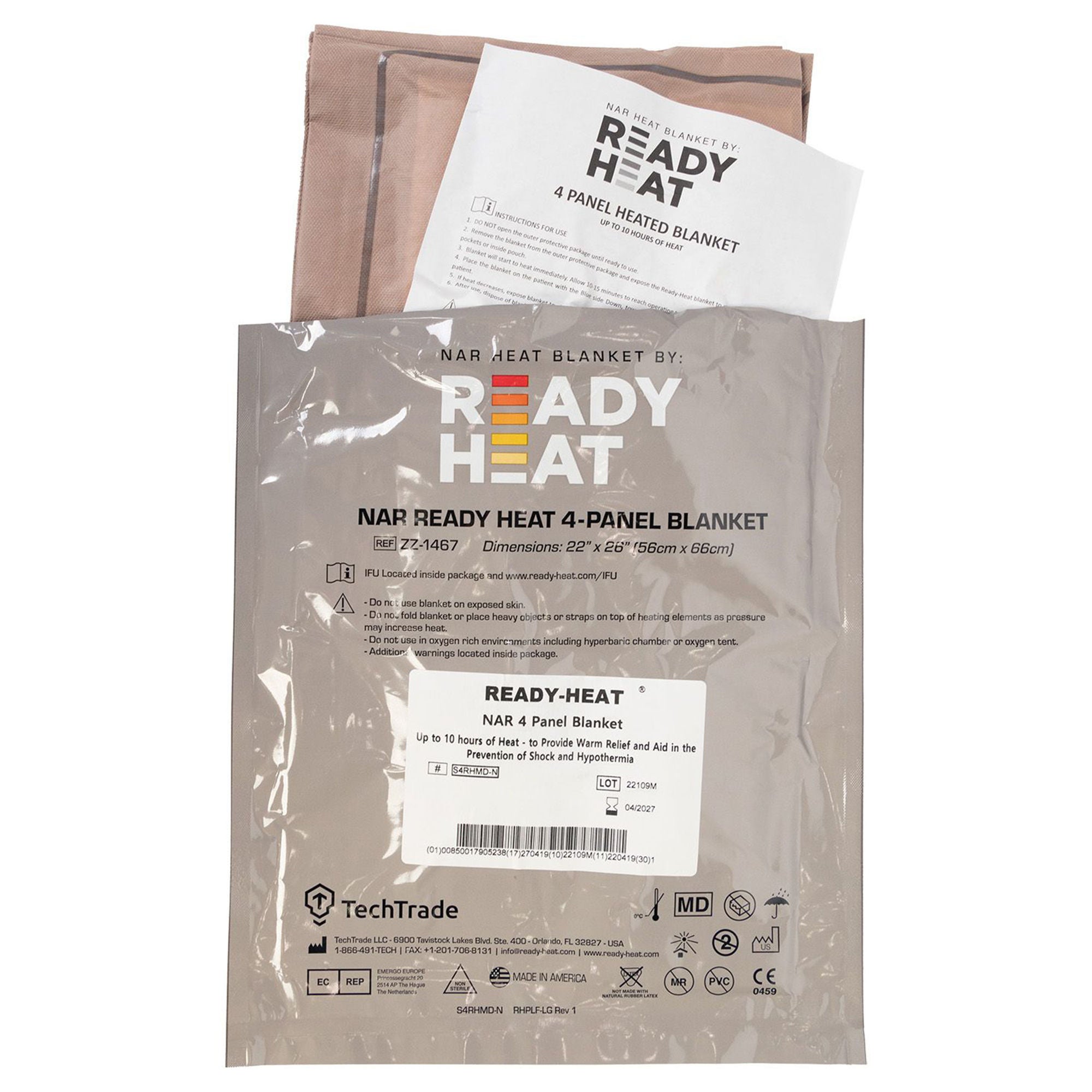 North American Rescue - ZZ-1467 Hypothermia Blanket NAR Ready Heat® 22 X 26 Inch 1.88 lbs. Tan / Blue