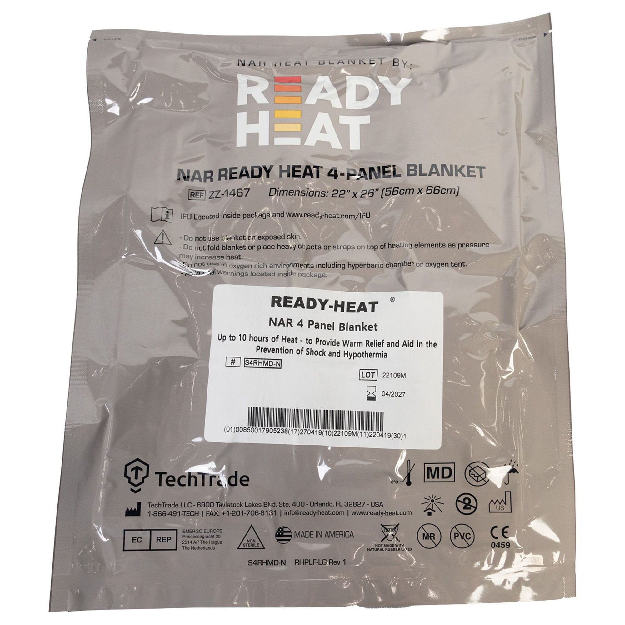 North American Rescue - ZZ-1467 Hypothermia Blanket NAR Ready Heat® 22 X 26 Inch 1.88 lbs. Tan / Blue