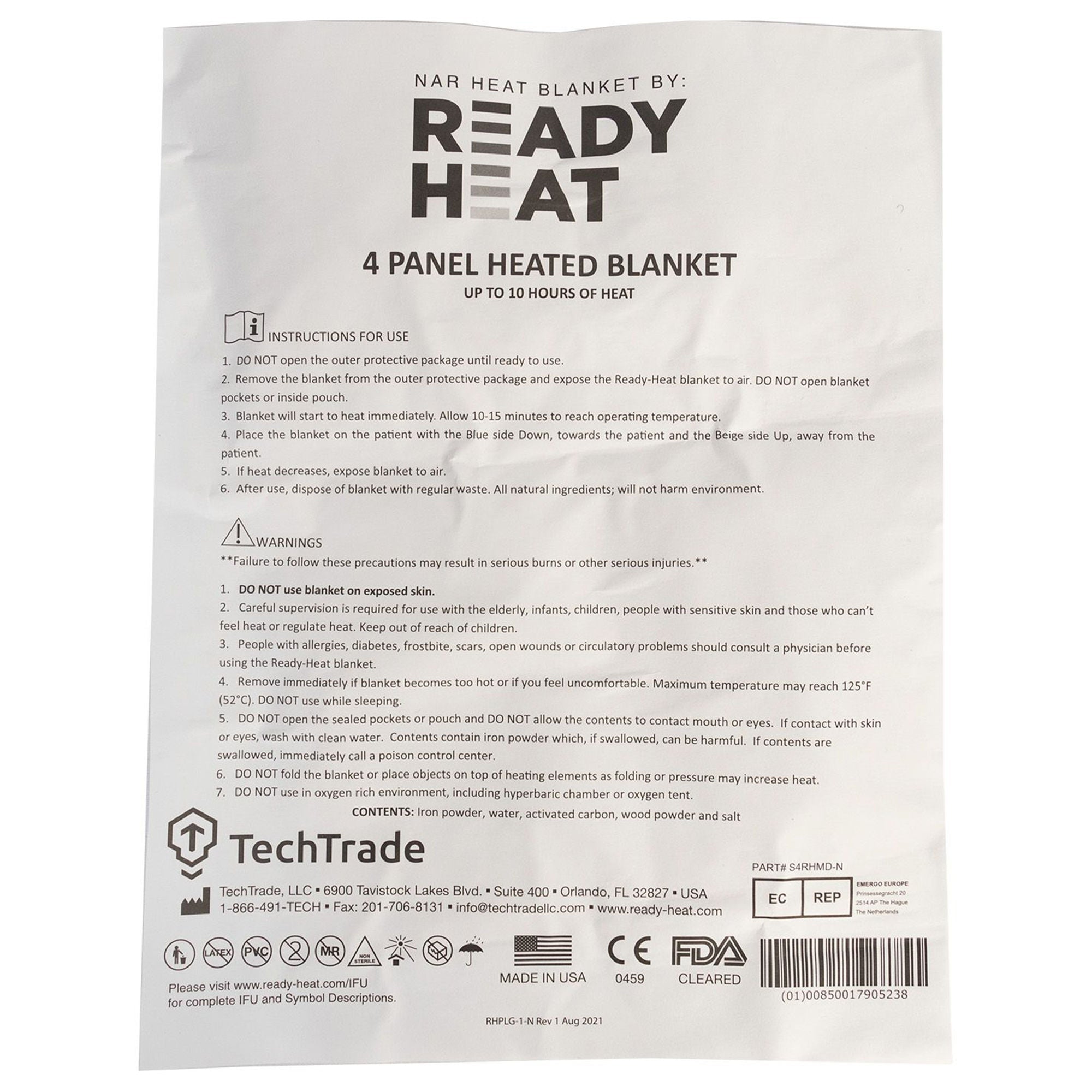 North American Rescue - ZZ-1467 Hypothermia Blanket NAR Ready Heat® 22 X 26 Inch 1.88 lbs. Tan / Blue
