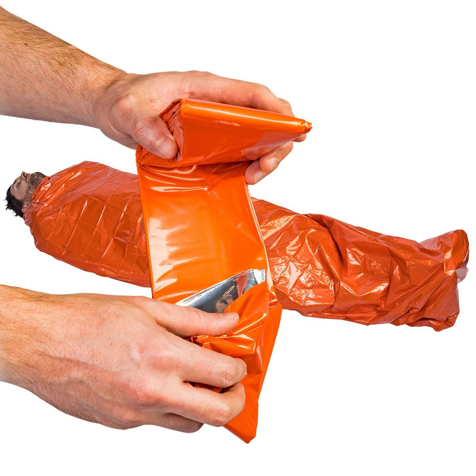 North American Rescue - ZZ-0834 Emergency Blanket North American Rescue® 60 X 96 Inch Laminated Polyethylene 3.7 oz. Orange / Silver