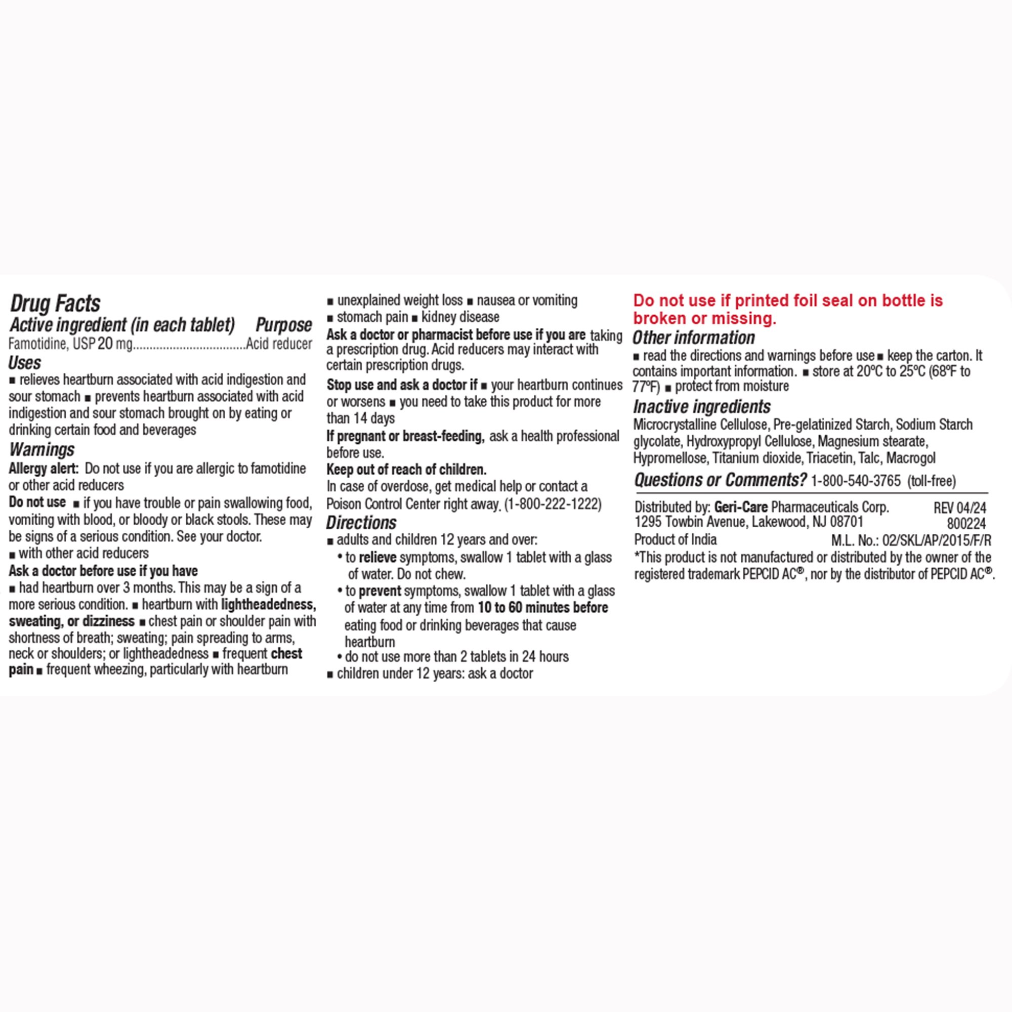 Geri-Care Maximum Strength Antacid 319-01-GCP by Geri-Care