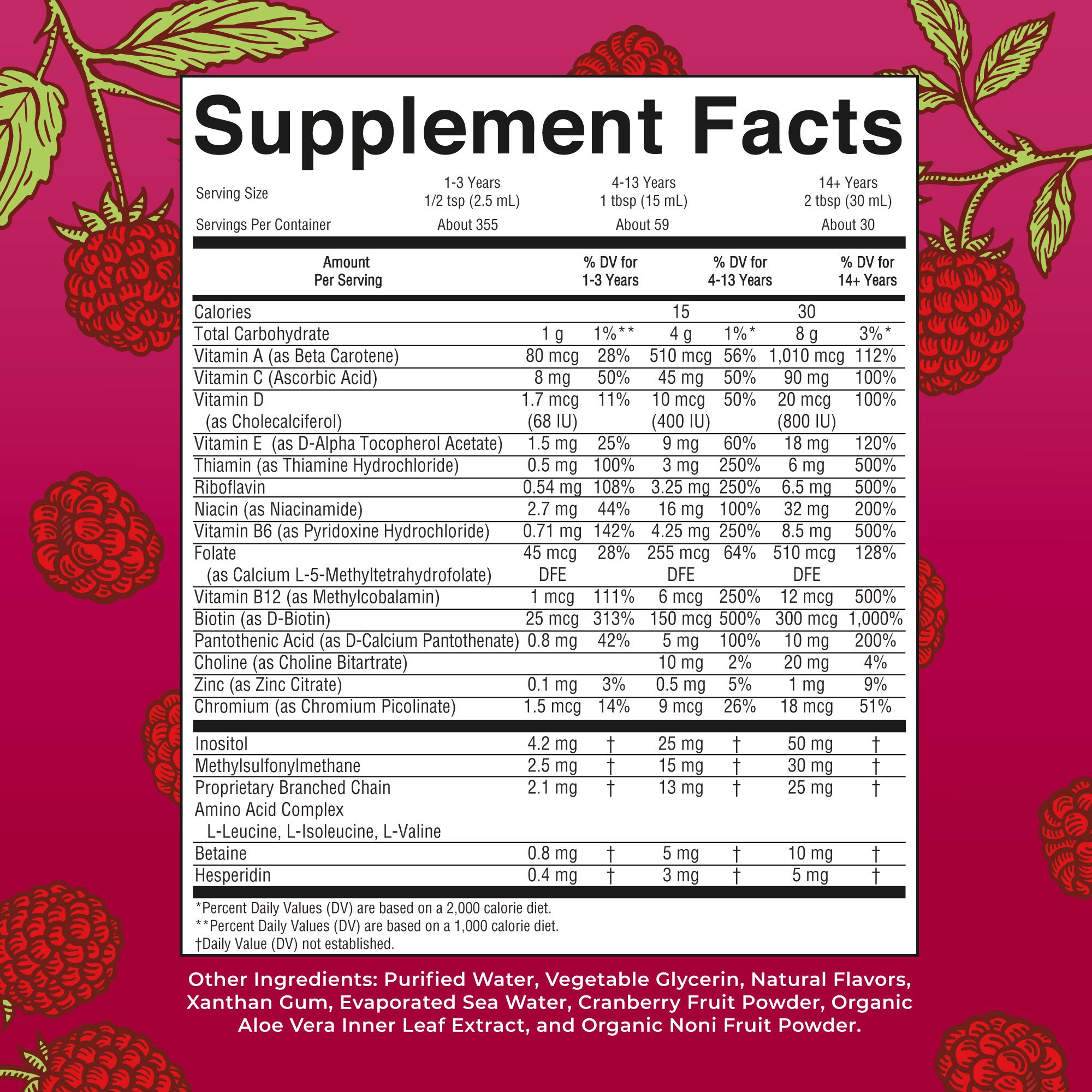 MRO MaryRuth LLC BL-AD-MLT-CV-PSF-30Z-UN-01 - Mary Ruth's™ Liquid Morning Multivitamin, Raspberry Flavor, 30-ounce Bottle - 1/Each, 6/Case
