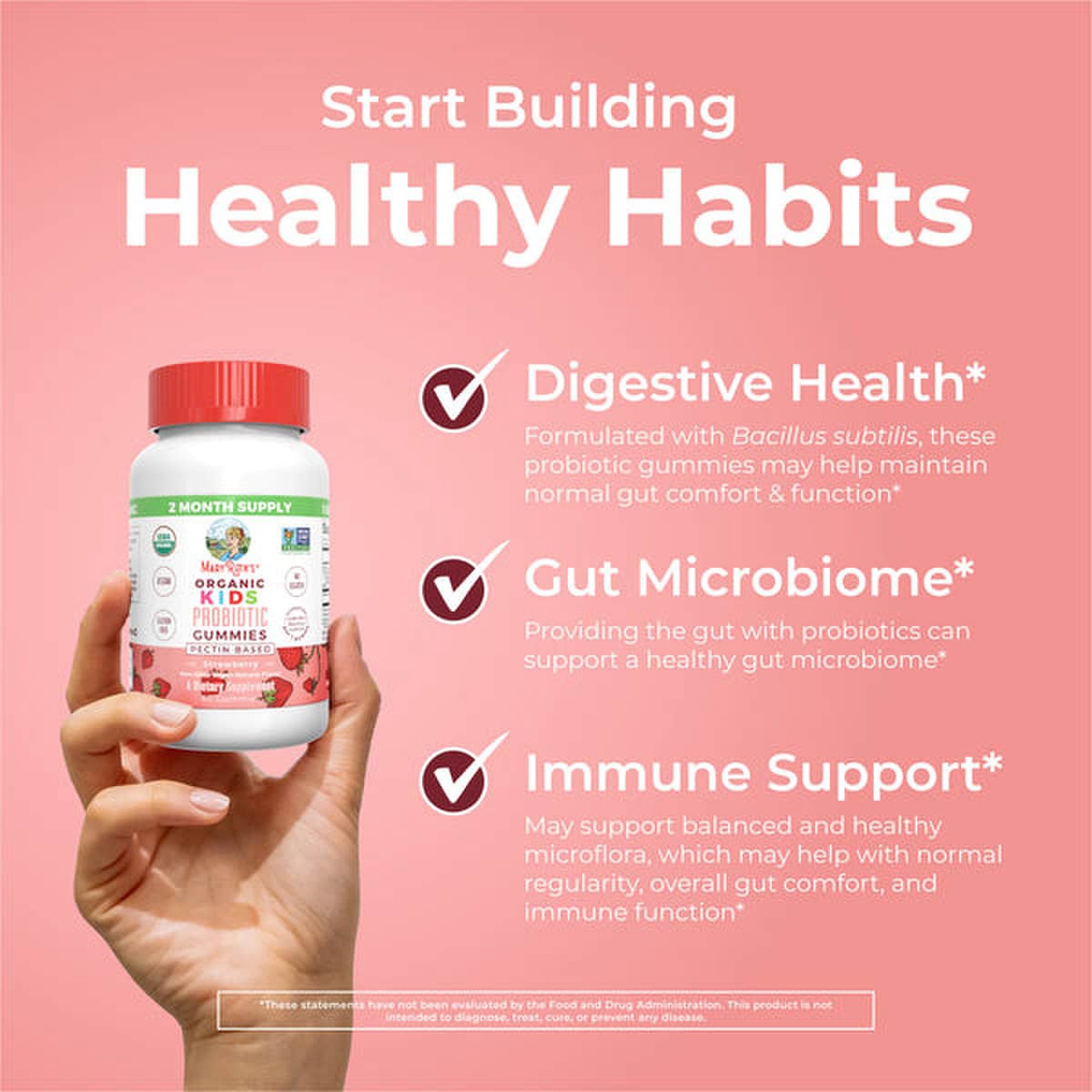 MRO MaryRuth LLC GM-KD-PRO-OG-SG-060-RE-01 - Mary Ruth's™ Organic Kids Probiotic Gummies, Strawberry Flavor - 1/Each, 6/Case