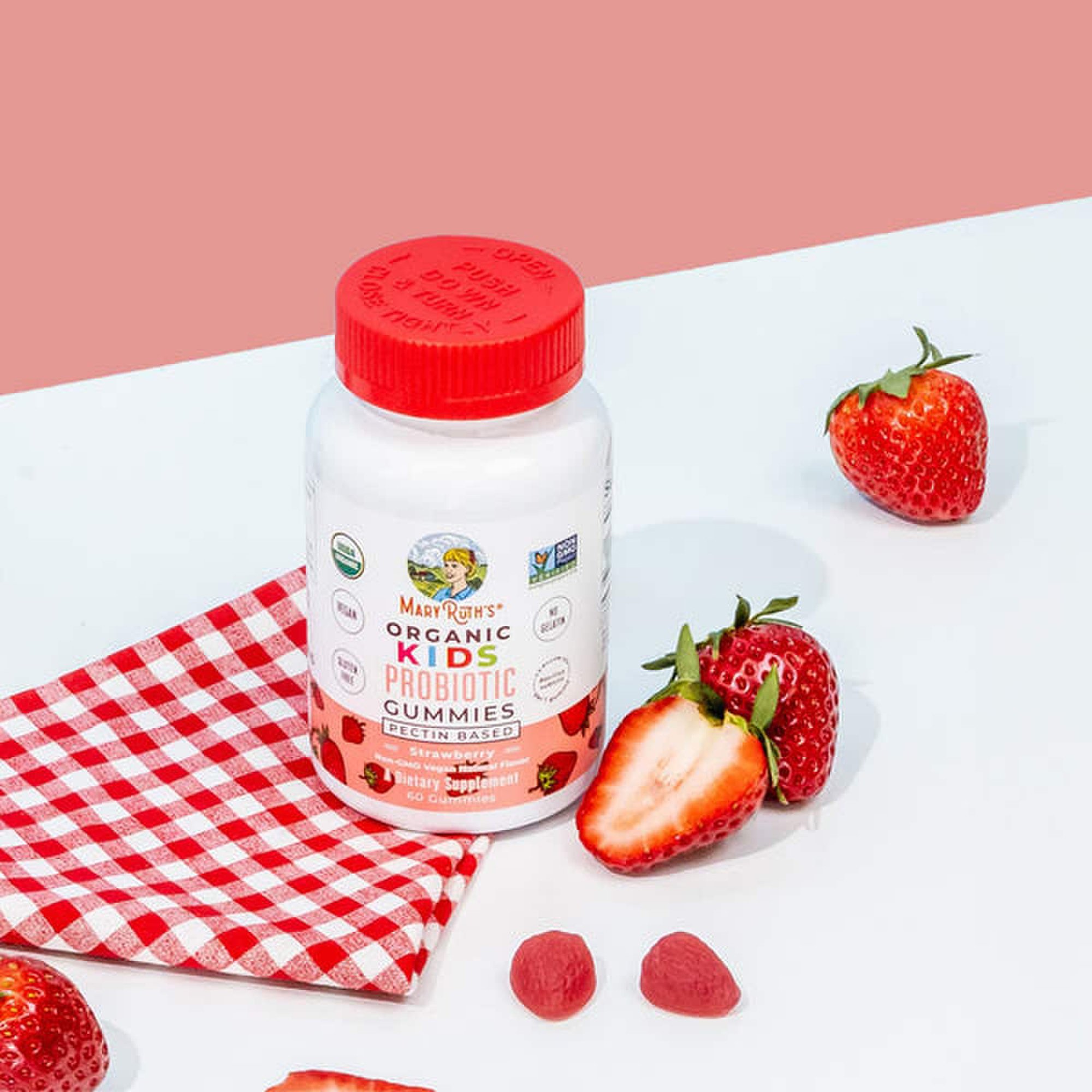 MRO MaryRuth LLC GM-KD-PRO-OG-SG-060-RE-01 - Mary Ruth's™ Organic Kids Probiotic Gummies, Strawberry Flavor - 1/Each, 6/Case