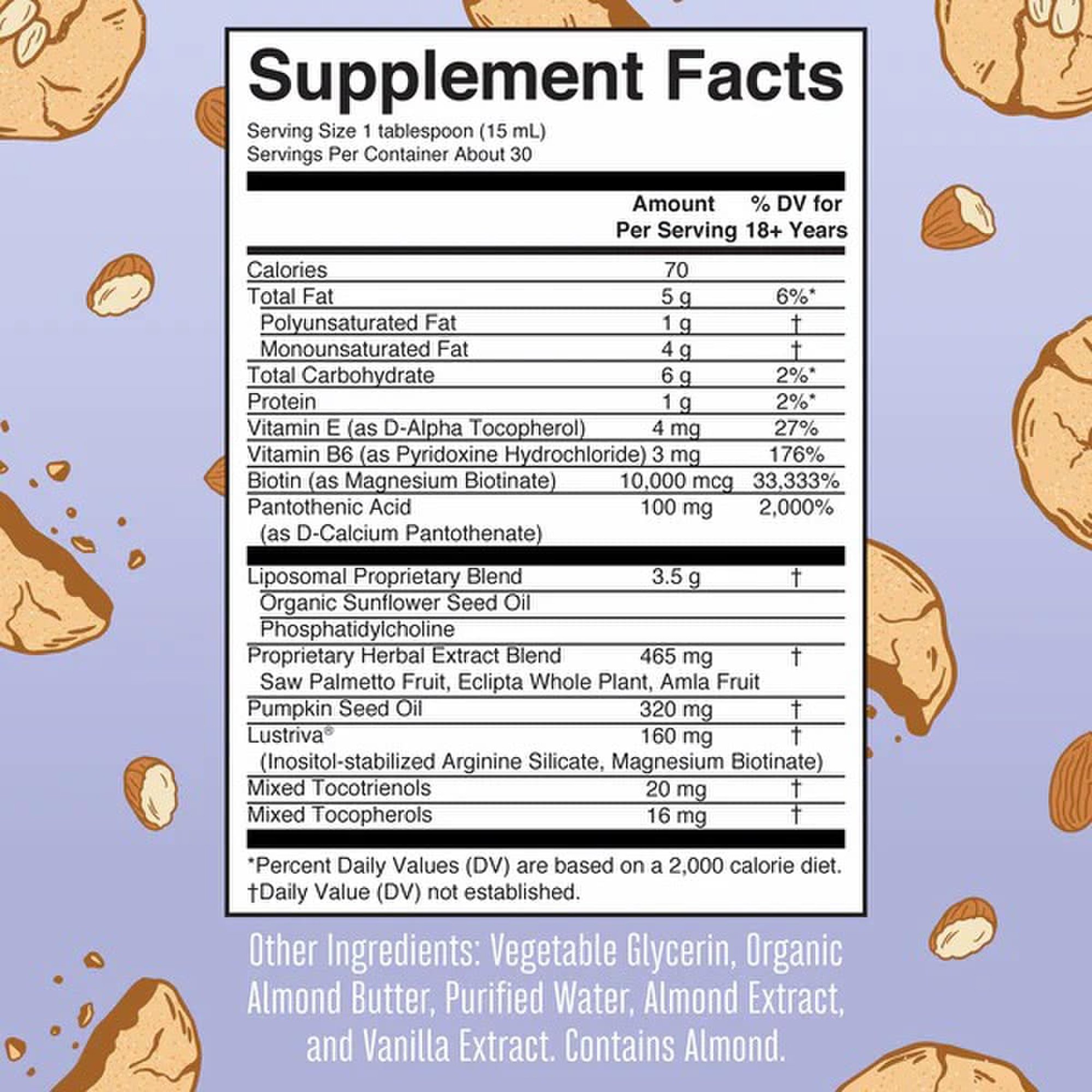 MRO MaryRuth LLC LP-AD-HGM-CV-SF-16Z-UN-01 - Mary Ruth's® Hair Growth Max Liposomal, Almond Cookie Flavor, 15.22-ounce Bottle - 1/Each, 6/Case