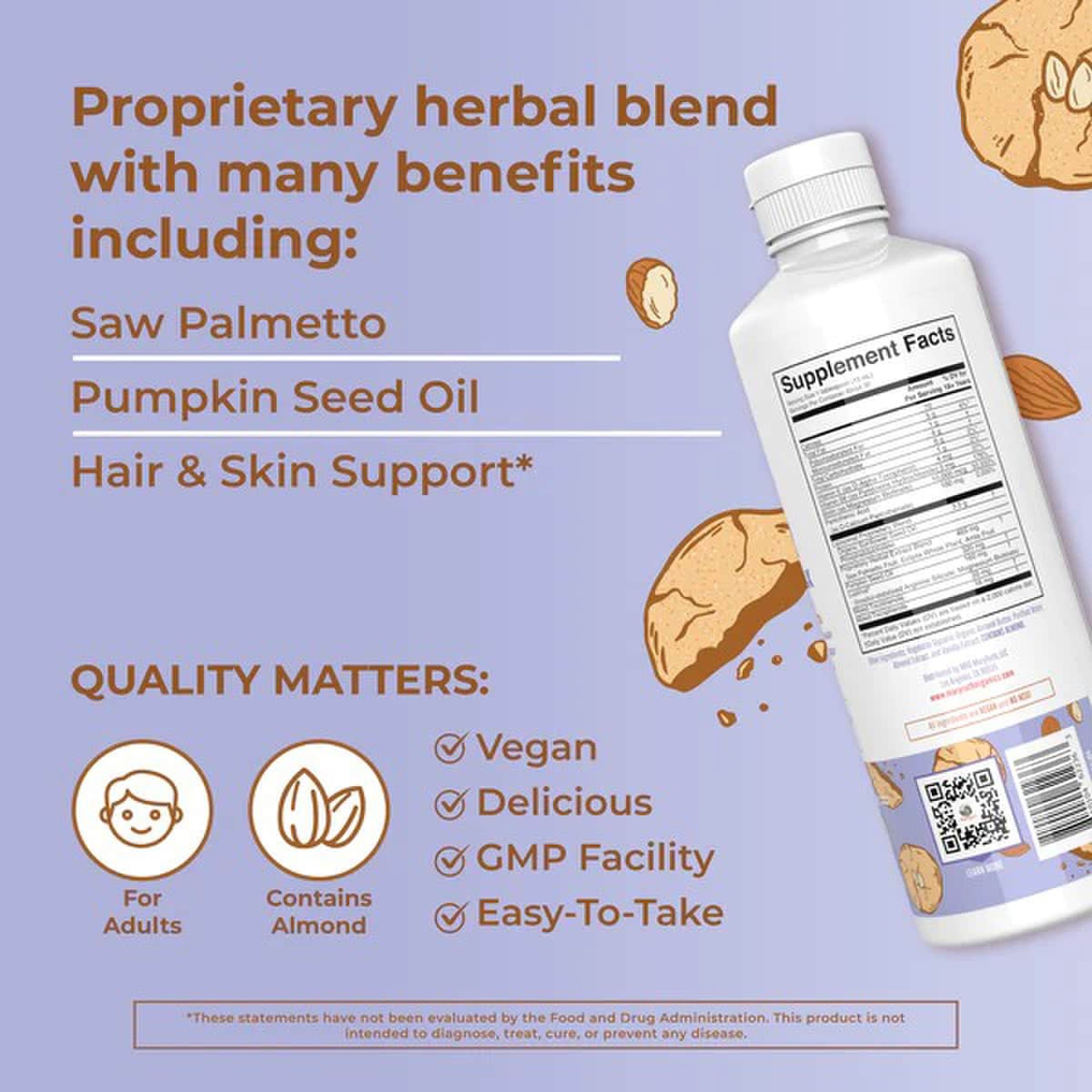 MRO MaryRuth LLC LP-AD-HGM-CV-SF-16Z-UN-01 - Mary Ruth's® Hair Growth Max Liposomal, Almond Cookie Flavor, 15.22-ounce Bottle - 1/Each, 6/Case