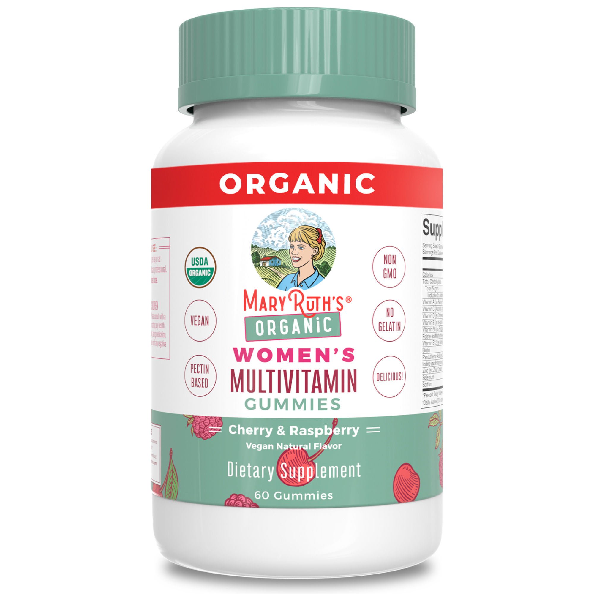 MRO MaryRuth LLC - GM-WO-MLT-OG-SG-060-UN-01 Multivitamin Supplement Mary Ruth's® Organic Women's Vitamin A / C / D / E 450 mcg - 20 mg - 6 mcg - 7 mg Strength Gummie 60 Per Bottle Strawberry Flavor