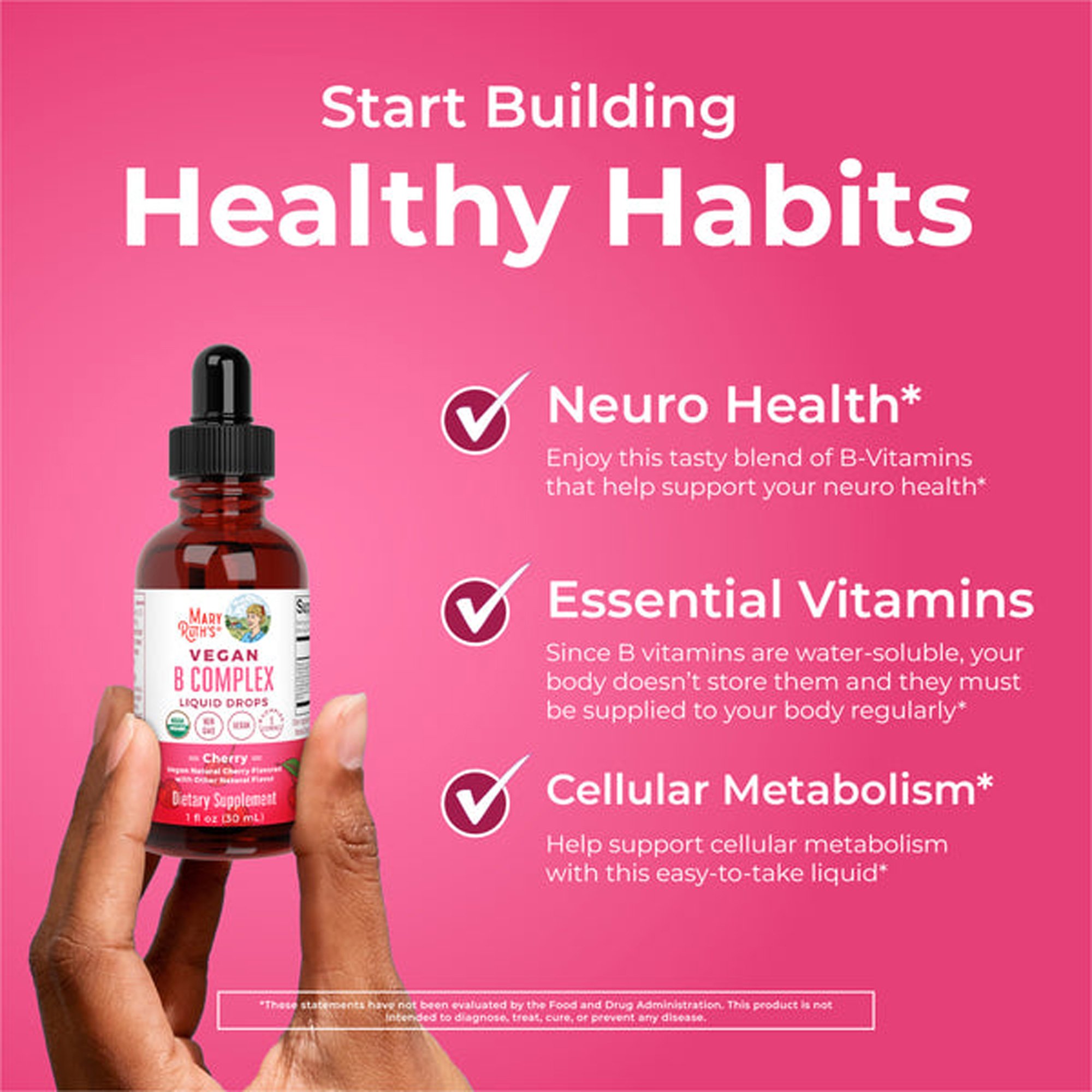 MRO MaryRuth LLC DR-AD-VBX-OG-SF-1OZ-RE-01 - Mary Ruth's® Vegan B-Complex Drops, B Vitamins in Liquid Form - 1/Each, 6/Case