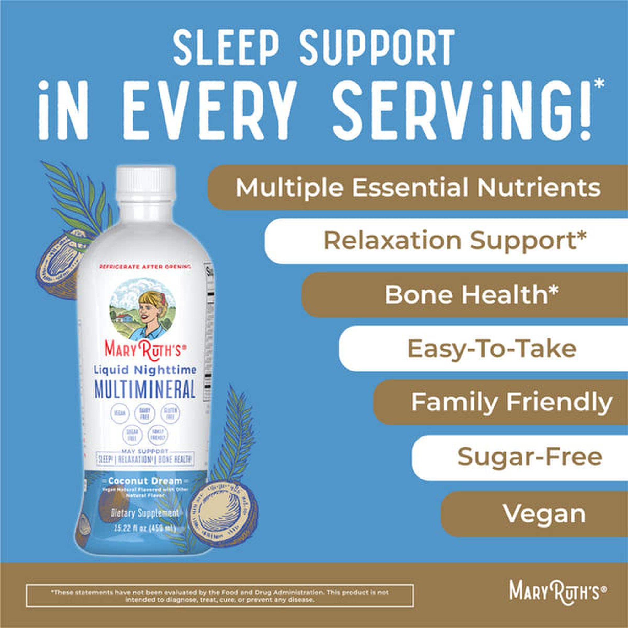 MRO MaryRuth LLC BL-AD-MLM-CV-PSF-30Z-UN-01 - Mary Ruth's® Liquid Nighttime Multimineral, Coconut Dream, Dietary Supplement - 1/Each, 6/Case