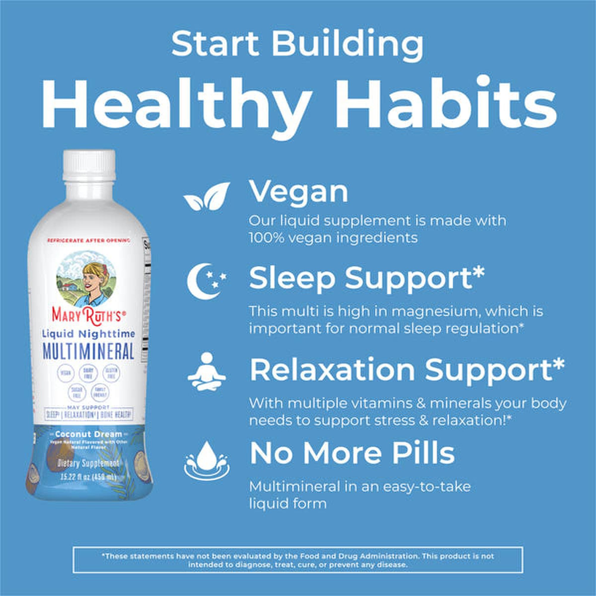 MRO MaryRuth LLC BL-AD-MLM-CV-PSF-30Z-UN-01 - Mary Ruth's® Liquid Nighttime Multimineral, Coconut Dream, Dietary Supplement - 1/Each, 6/Case