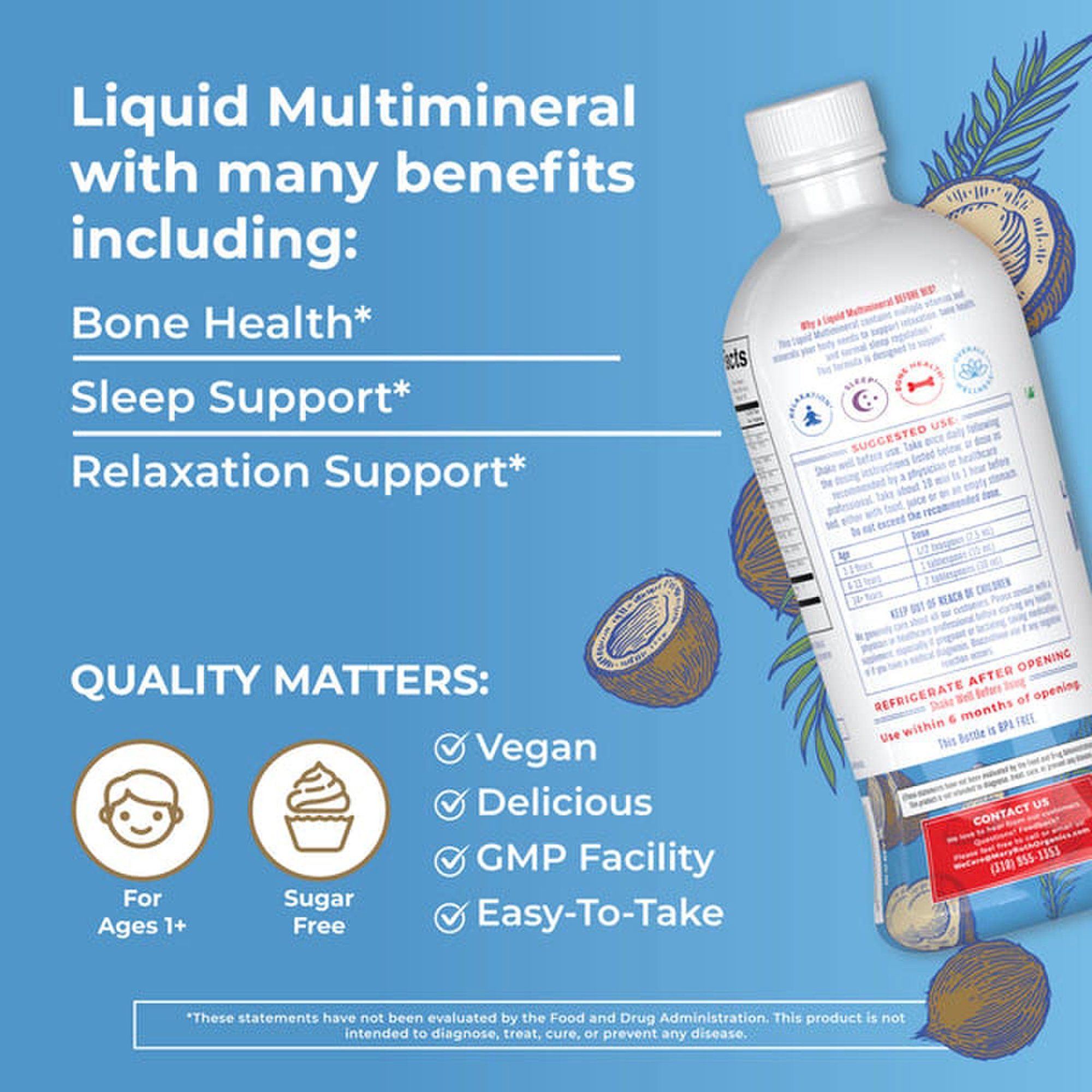 MRO MaryRuth LLC BL-AD-MLM-CV-PSF-30Z-UN-01 - Mary Ruth's® Liquid Nighttime Multimineral, Coconut Dream, Dietary Supplement - 1/Each, 6/Case