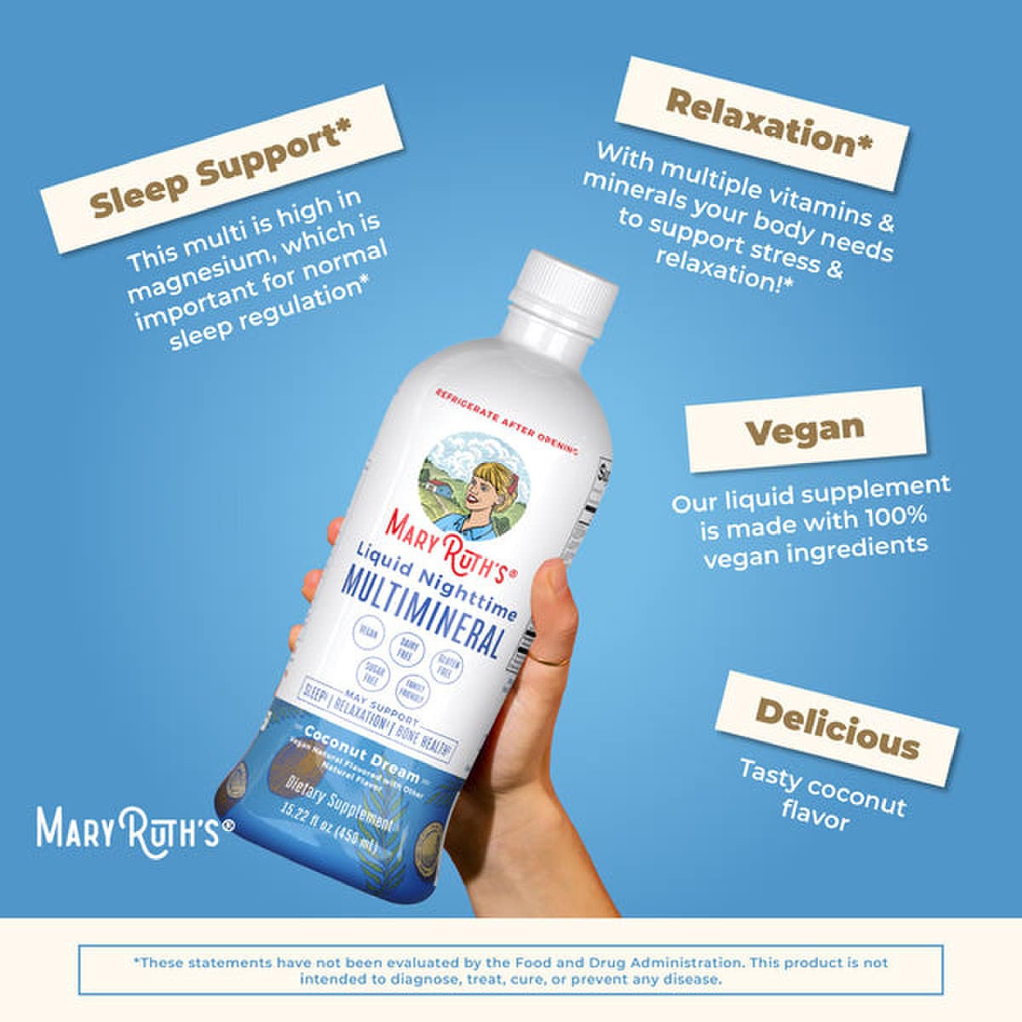 MRO MaryRuth LLC BL-AD-MLM-CV-PSF-30Z-UN-01 - Mary Ruth's® Liquid Nighttime Multimineral, Coconut Dream, Dietary Supplement - 1/Each, 6/Case