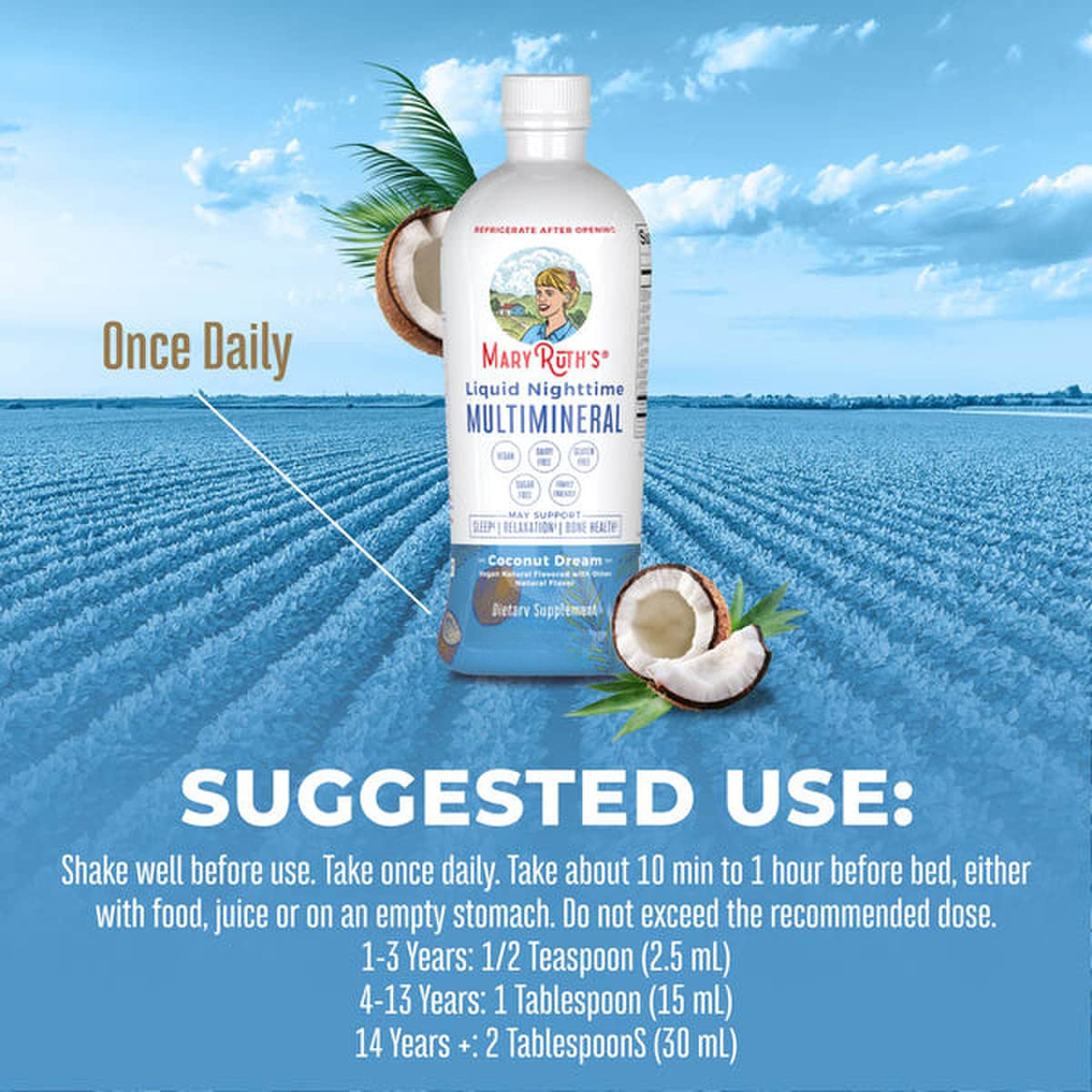 MRO MaryRuth LLC BL-AD-MLM-CV-PSF-30Z-UN-01 - Mary Ruth's® Liquid Nighttime Multimineral, Coconut Dream, Dietary Supplement - 1/Each, 6/Case