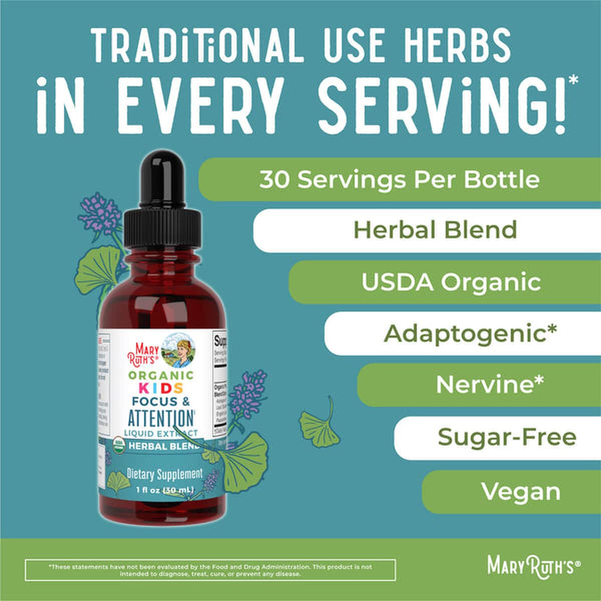 MRO MaryRuth LLC DR-KD-FCS-OG-XX-1OZ-RE-01 - Mary Ruth's® Organic Kids Focus & Attention Liquid Drops - 1/Each, 6/Case