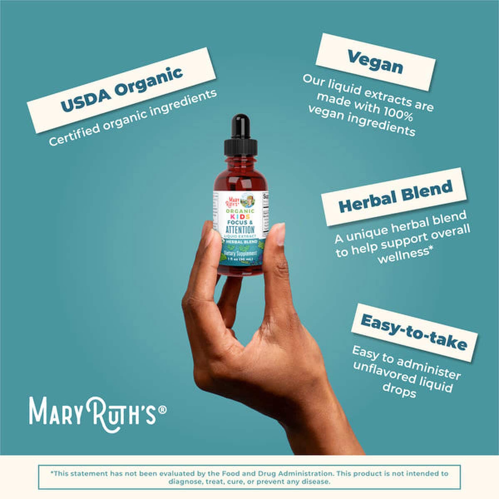 MRO MaryRuth LLC DR-KD-FCS-OG-XX-1OZ-RE-01 - Mary Ruth's® Organic Kids Focus & Attention Liquid Drops - 1/Each, 6/Case
